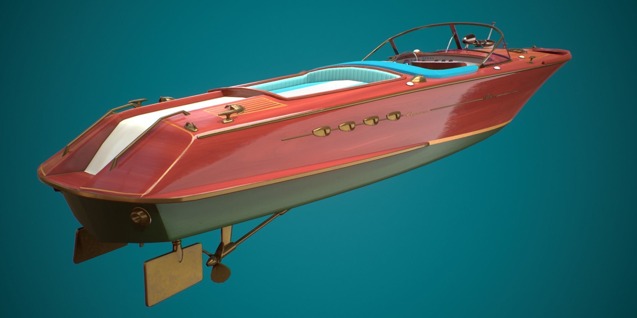 Riva Aquarama Runabout PBR Low-poly 3D model_5