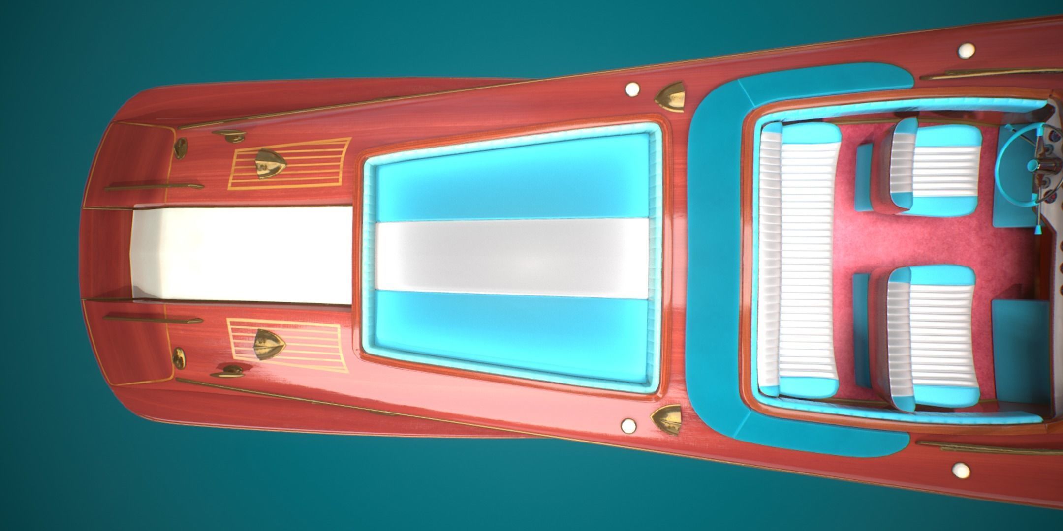 Riva Aquarama Runabout PBR Low-poly 3D model_9