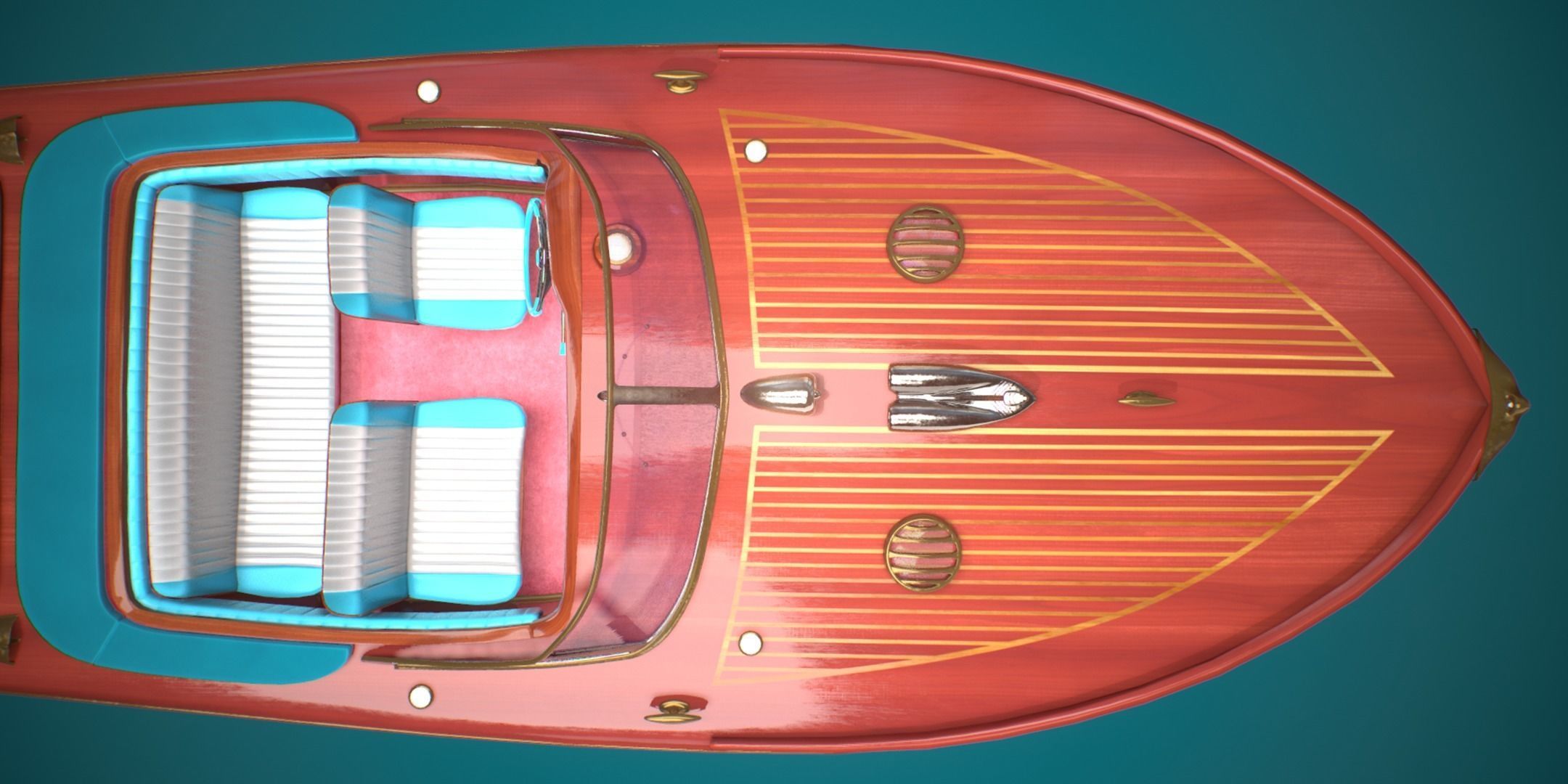 Riva Aquarama Runabout PBR Low-poly 3D model_8
