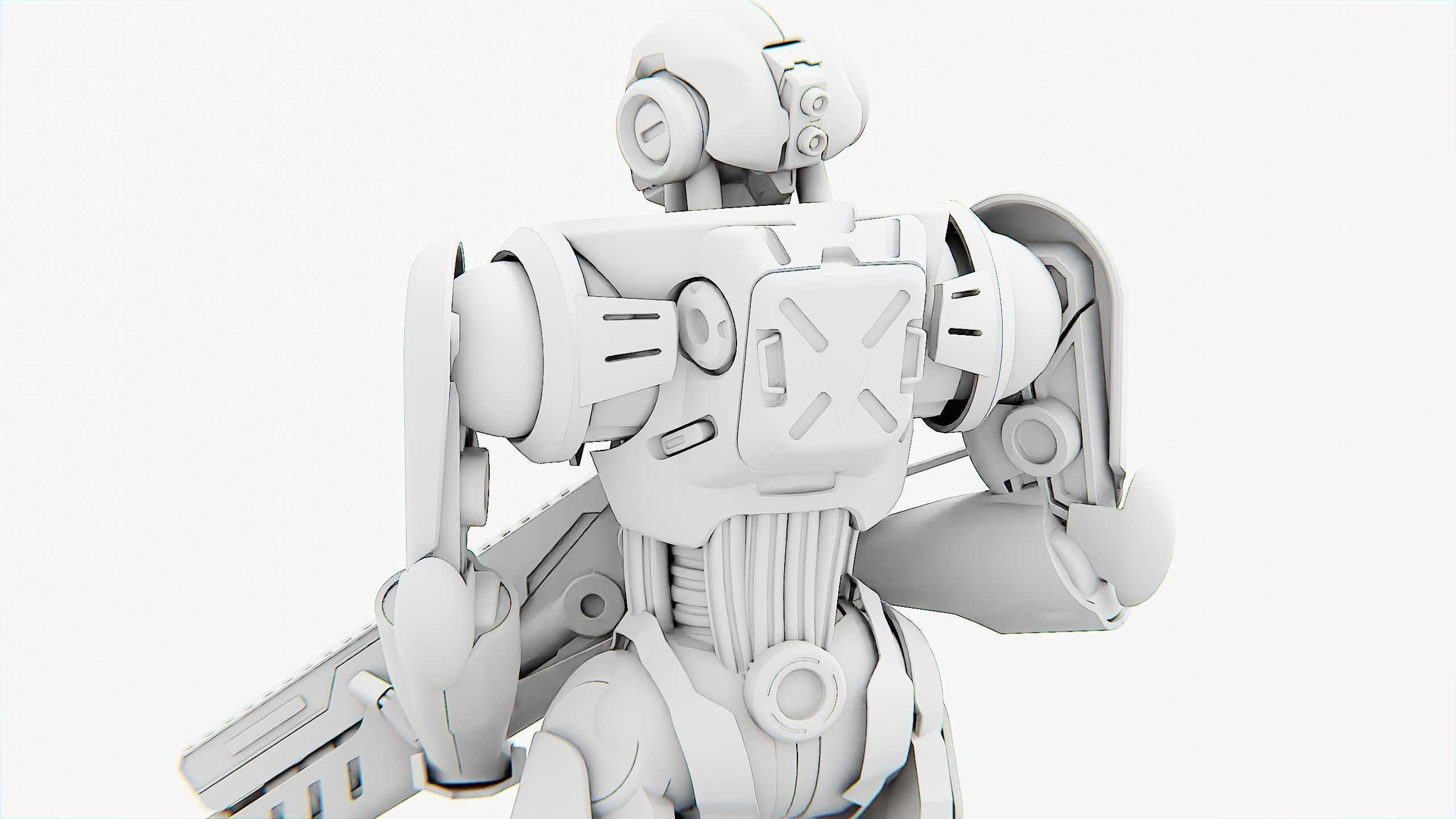 BATTLE DROID Z-9000   Rigged for Unreal Engine - Unity - MIXAMO 3D model_35