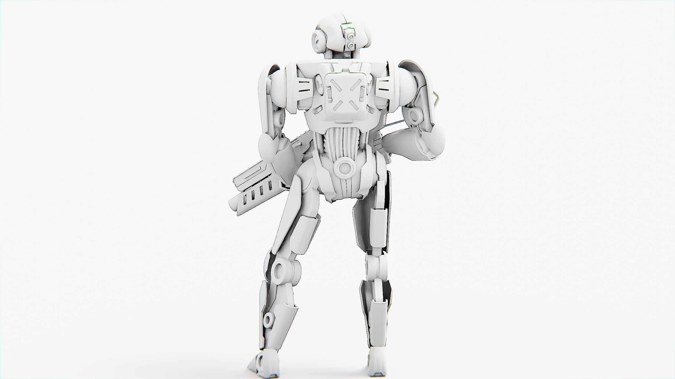 BATTLE DROID Z-9000   Rigged for Unreal Engine - Unity - MIXAMO 3D model_33