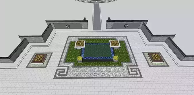 Landscape feature elements for park 3D model