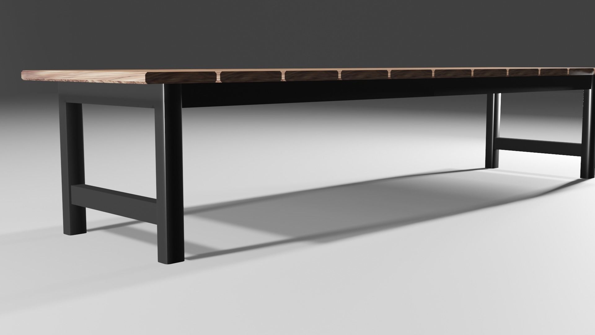 Simple Wooden Bench Model Low-poly 3D model_4