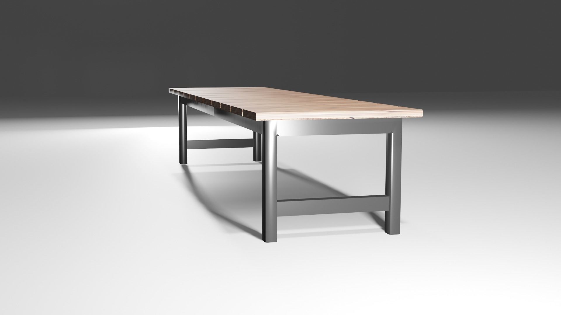 Simple Wooden Bench Model Low-poly 3D model_6