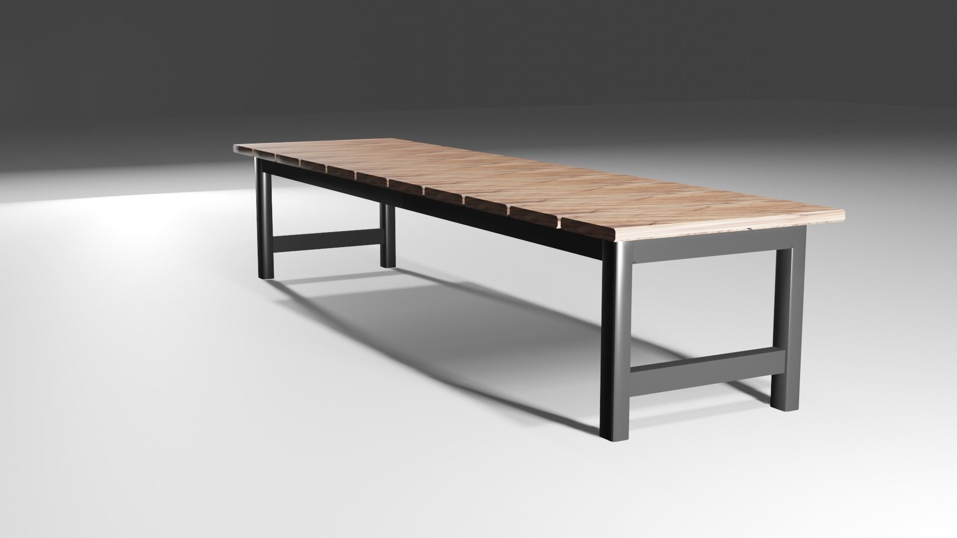 Simple Wooden Bench Model Low-poly 3D model_2