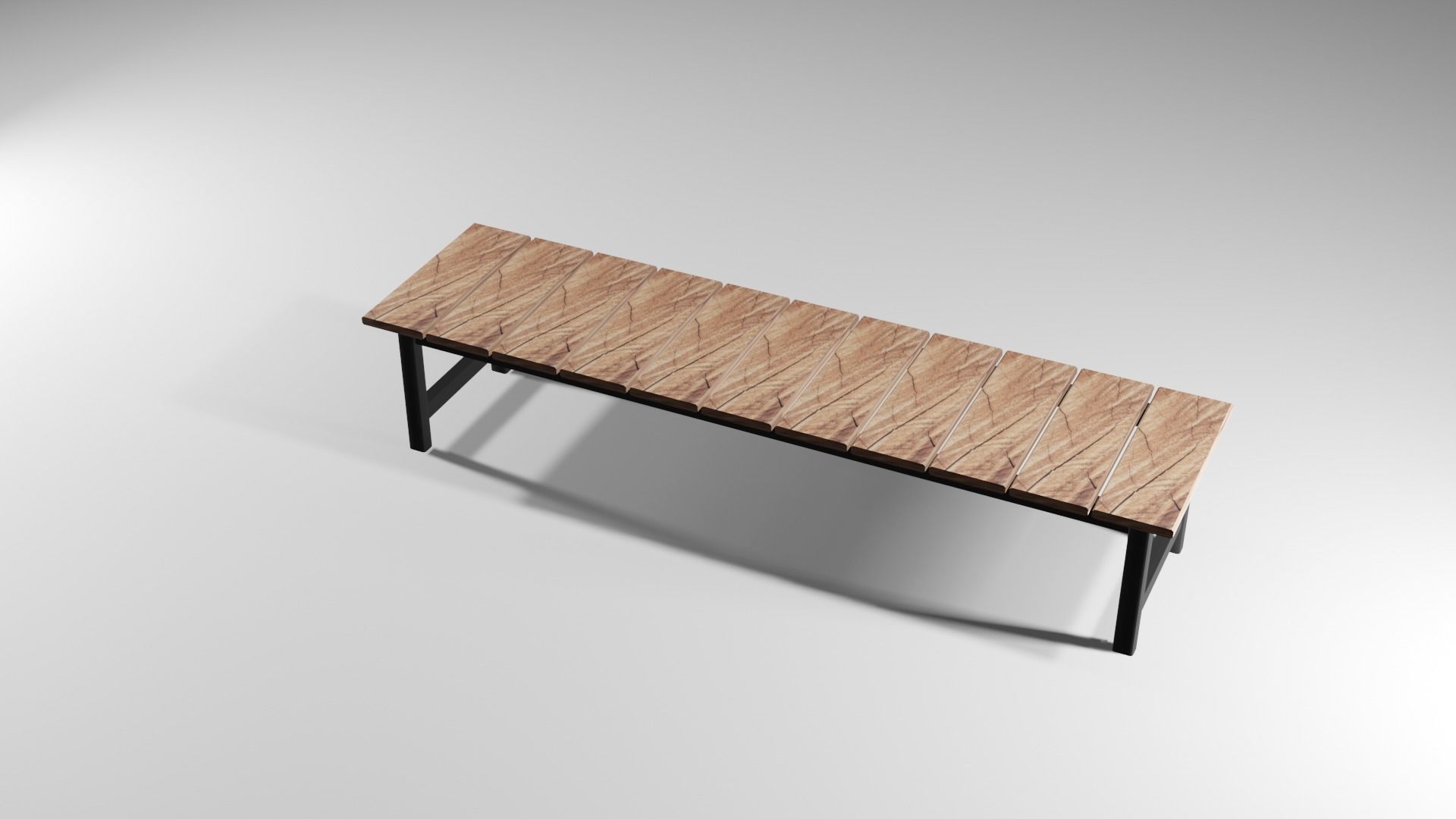 Simple Wooden Bench Model Low-poly 3D model_3