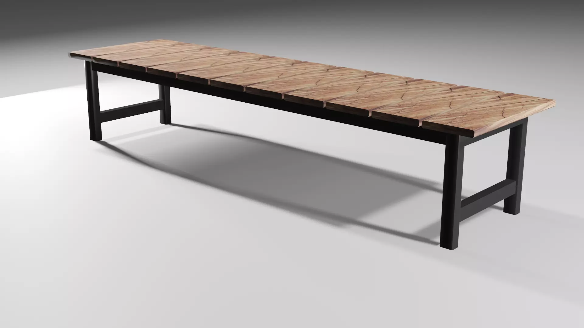 Simple Wooden Bench Model Low-poly 3D model_0