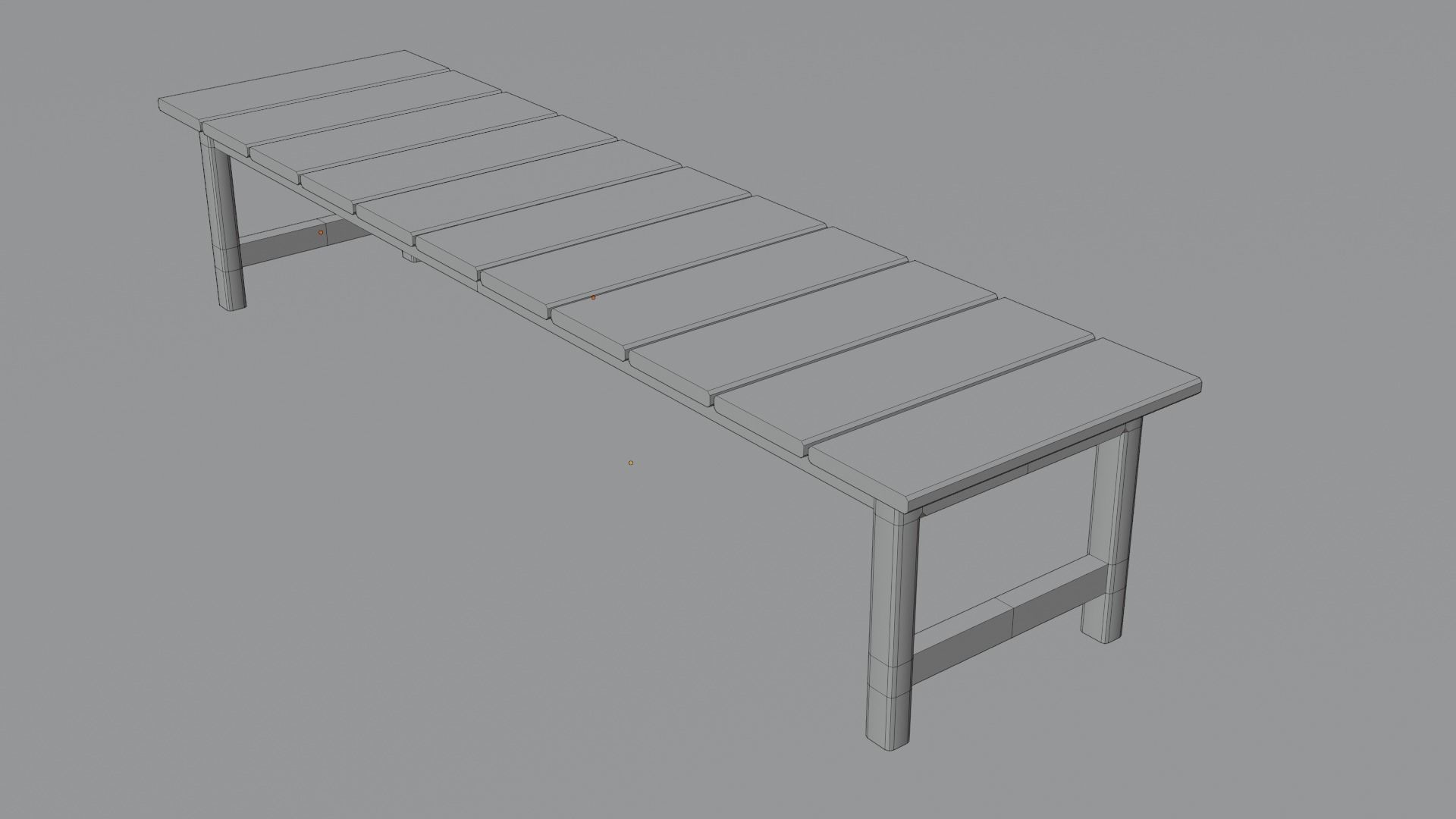 Simple Wooden Bench Model Low-poly 3D model_10