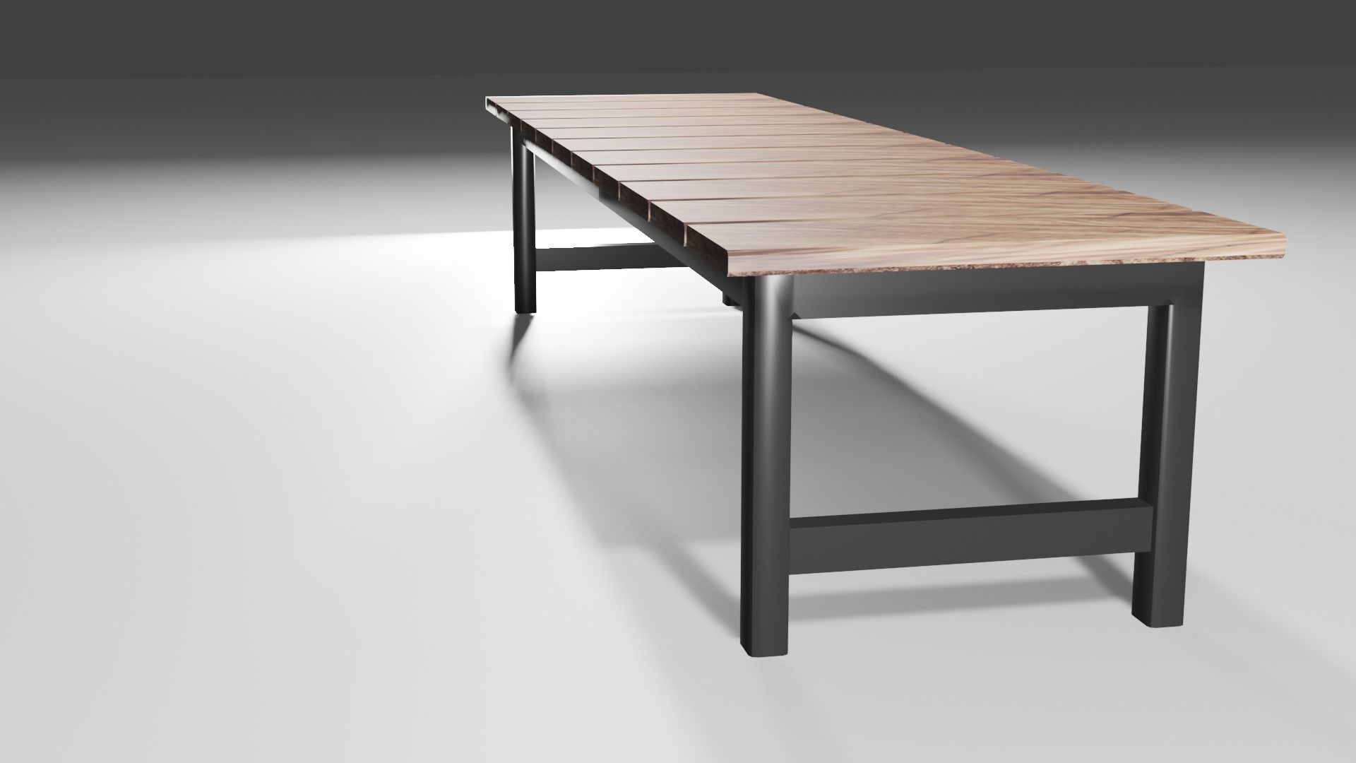 Simple Wooden Bench Model Low-poly 3D model_5