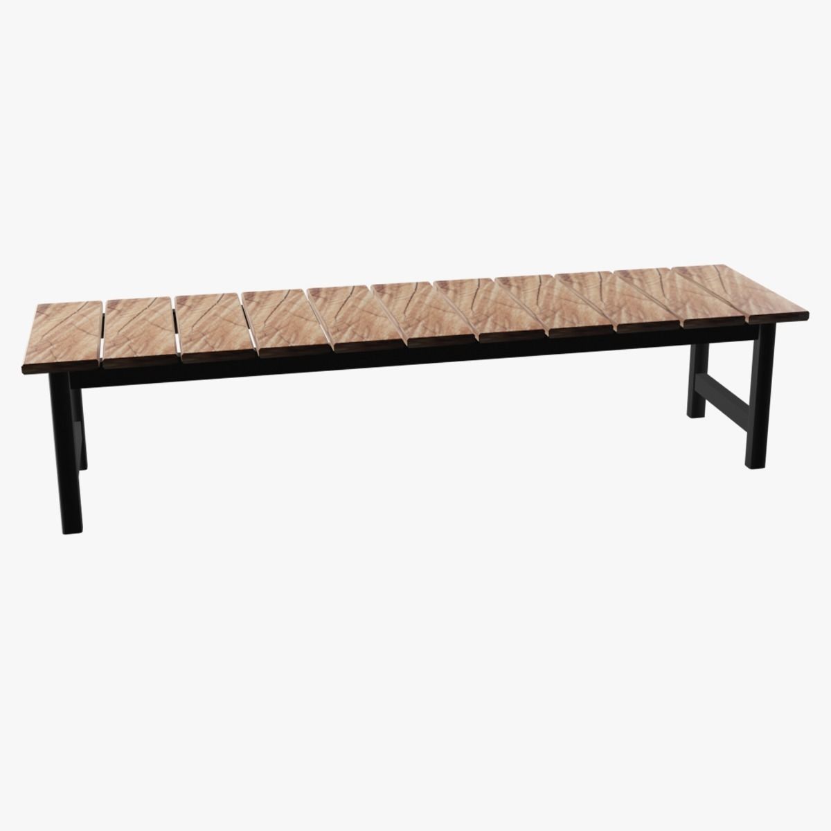 Simple Wooden Bench Model Low-poly 3D model_1