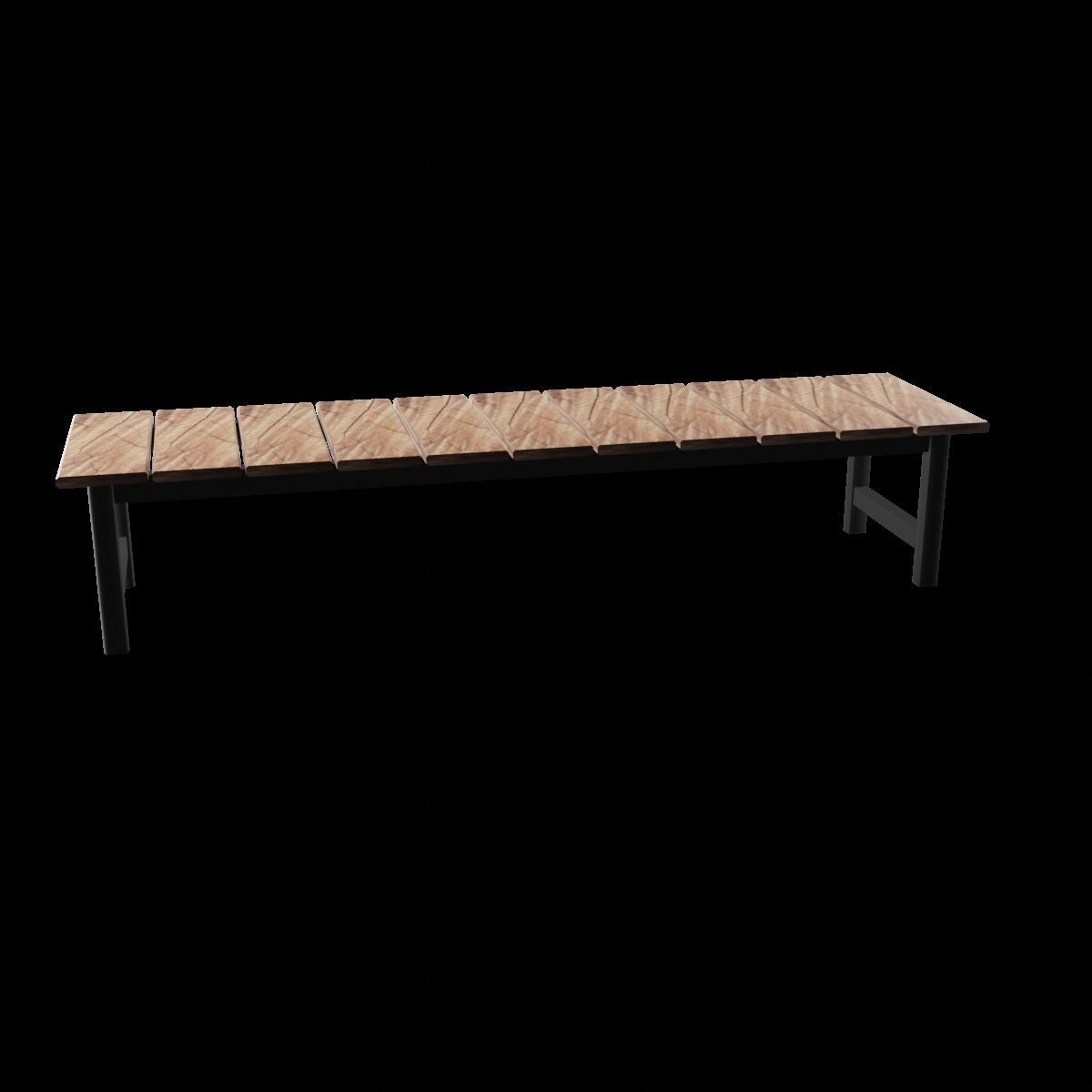 Simple Wooden Bench Model Low-poly 3D model_8
