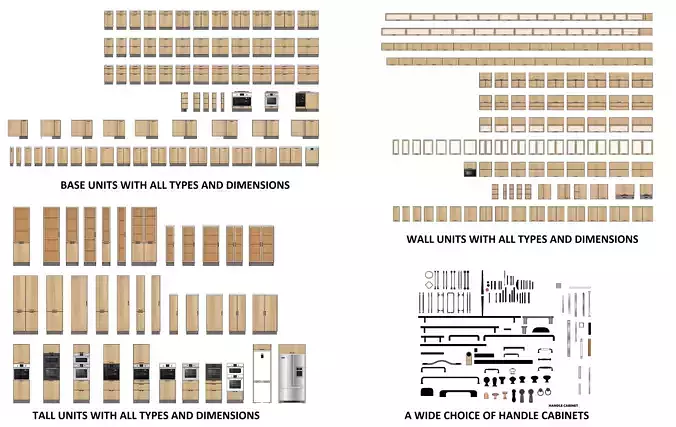 KITCHEN CABINET WITH ALL TYPES AND DIMENSIONS