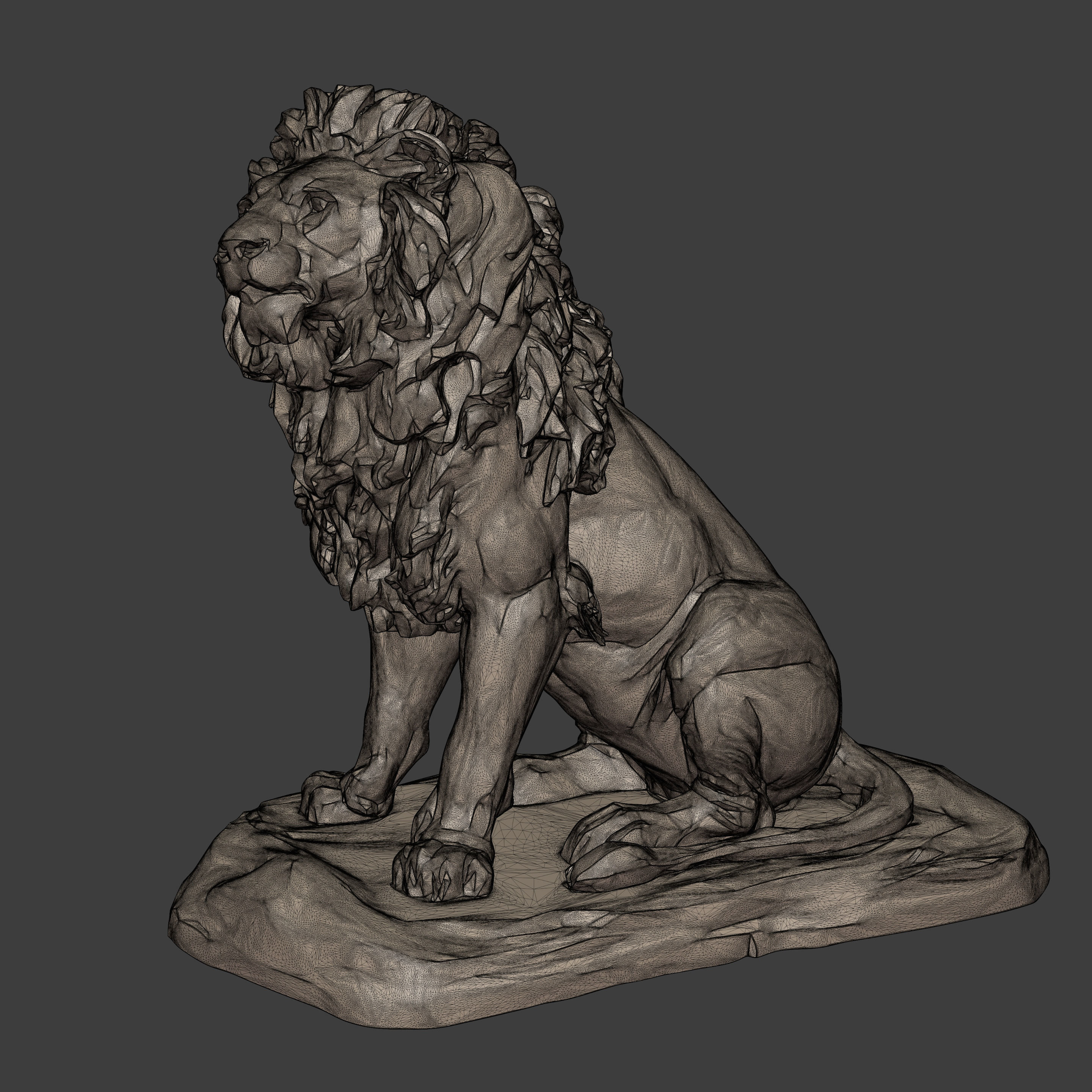 Lion Sitting Statue - Figurine -- Ready for 3D Printing 3D print model_2