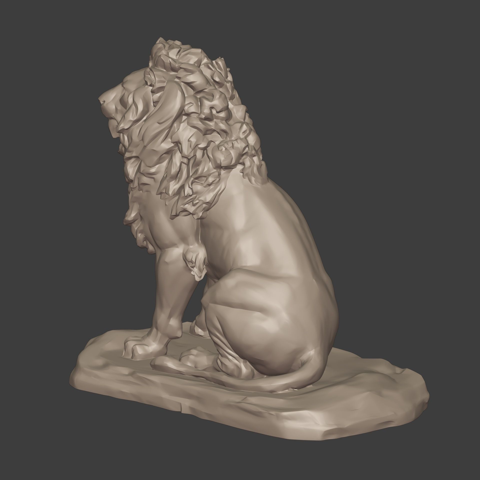 Lion Sitting Statue - Figurine -- Ready for 3D Printing 3D print model_9