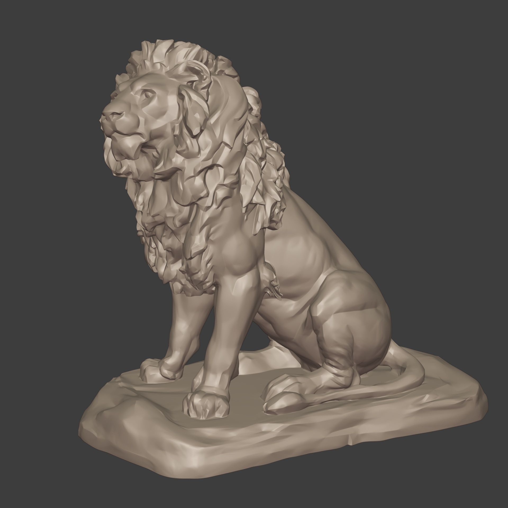 Lion Sitting Statue - Figurine -- Ready for 3D Printing 3D print model_1
