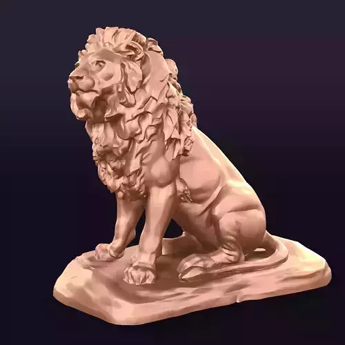 Lion Sitting Statue - Figurine -- Ready for 3D Printing