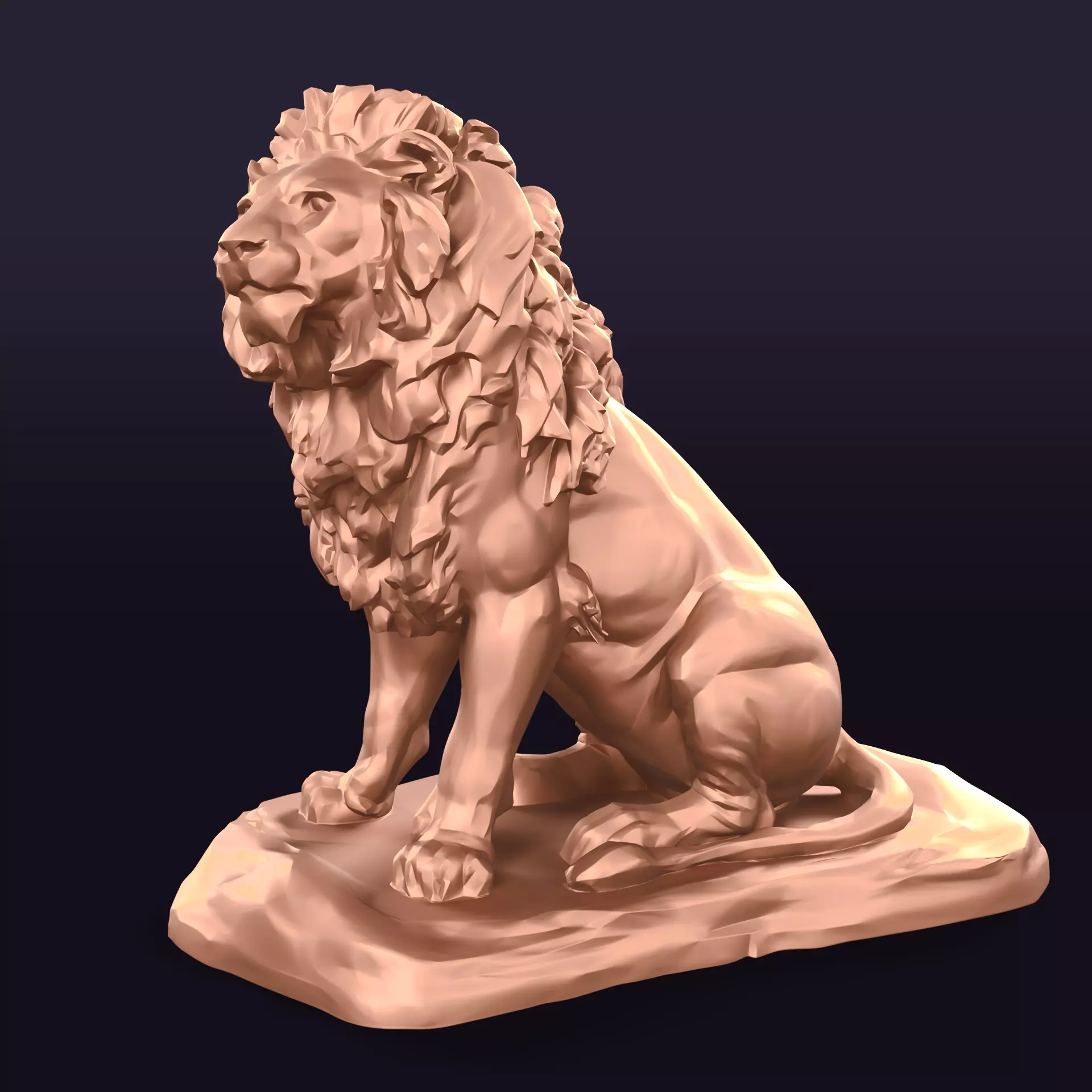 Lion Sitting Statue - Figurine -- Ready for 3D Printing 3D print model_0