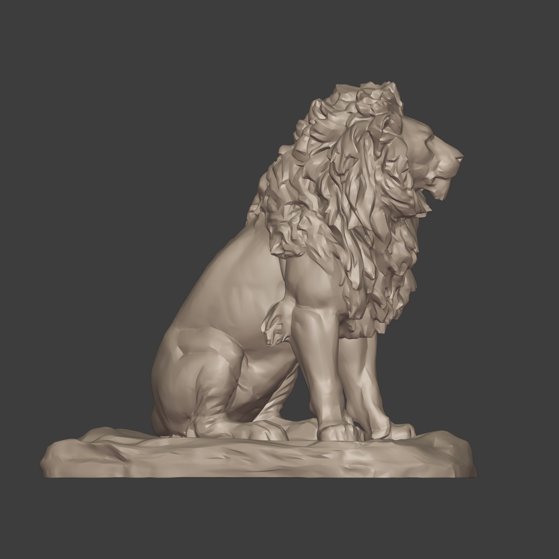 Lion Sitting Statue - Figurine -- Ready for 3D Printing 3D print model_5