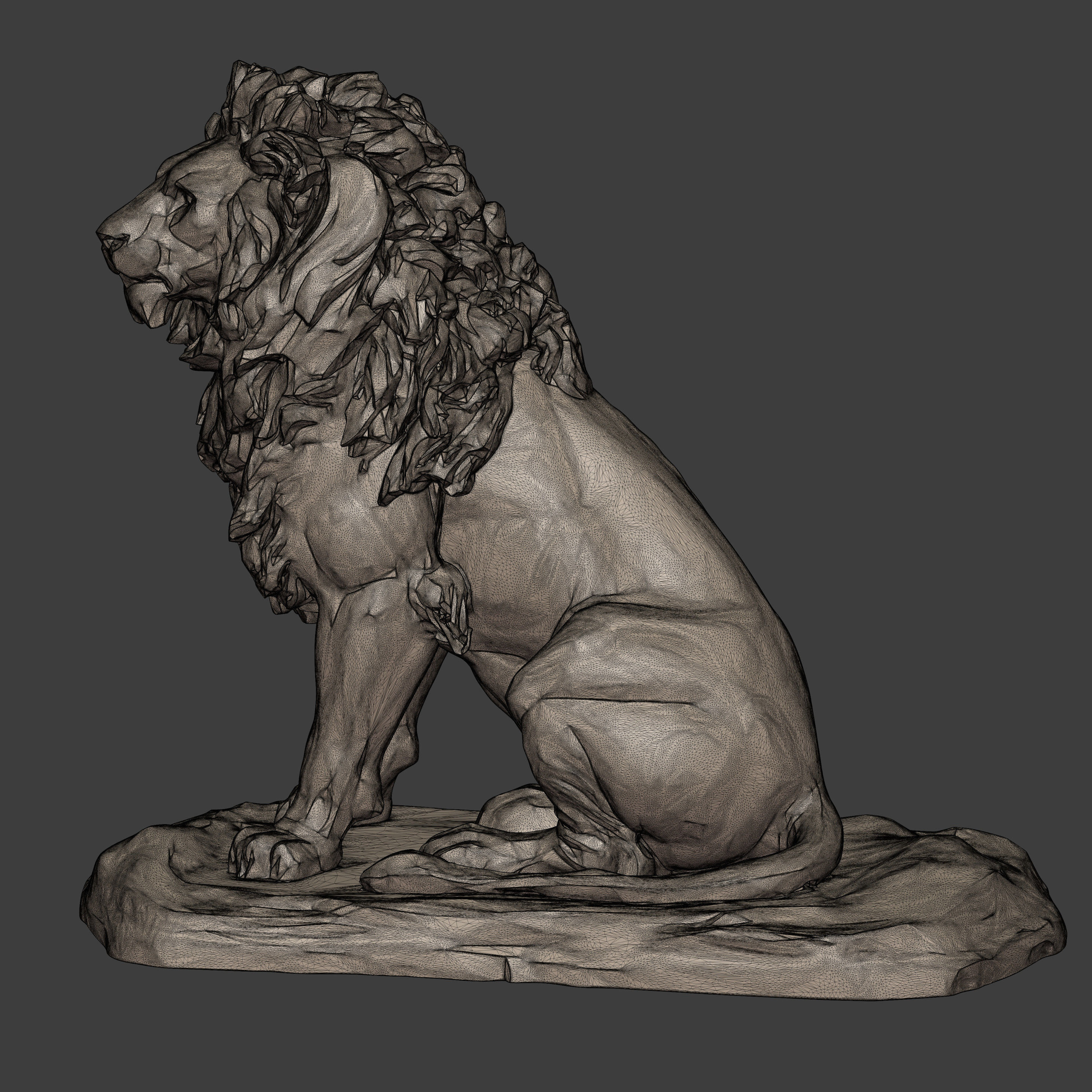 Lion Sitting Statue - Figurine -- Ready for 3D Printing 3D print model_4