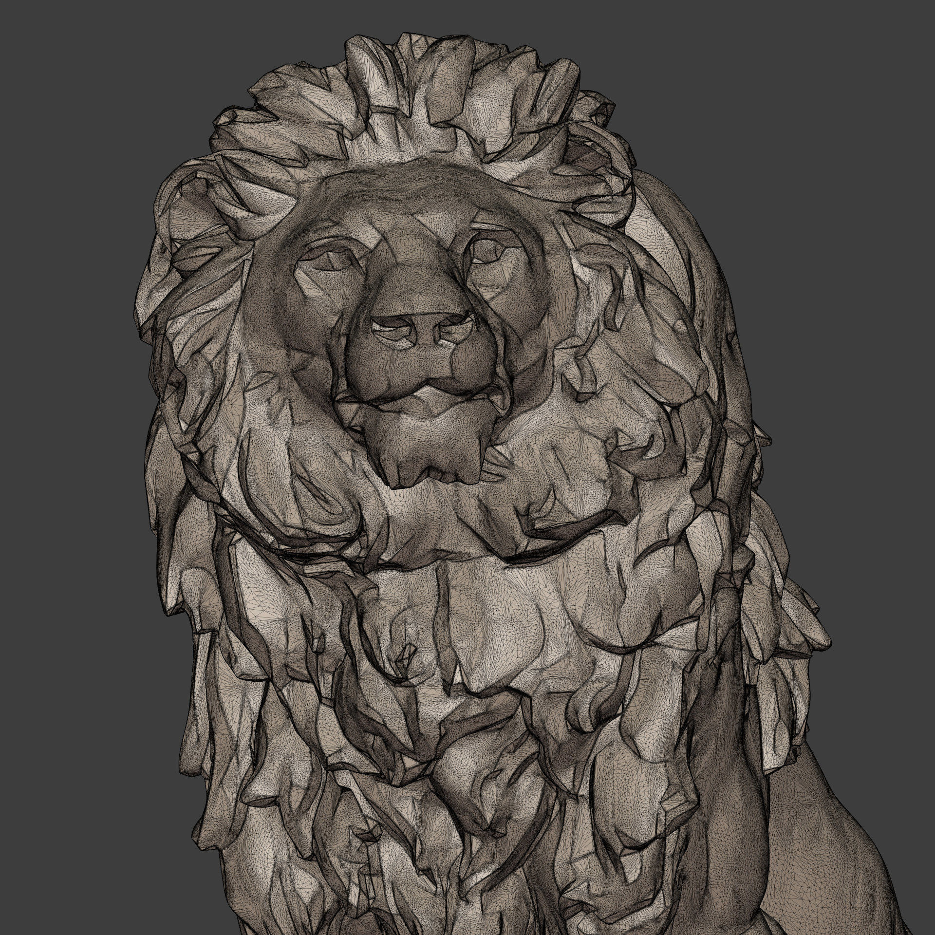 Lion Sitting Statue - Figurine -- Ready for 3D Printing 3D print model_13