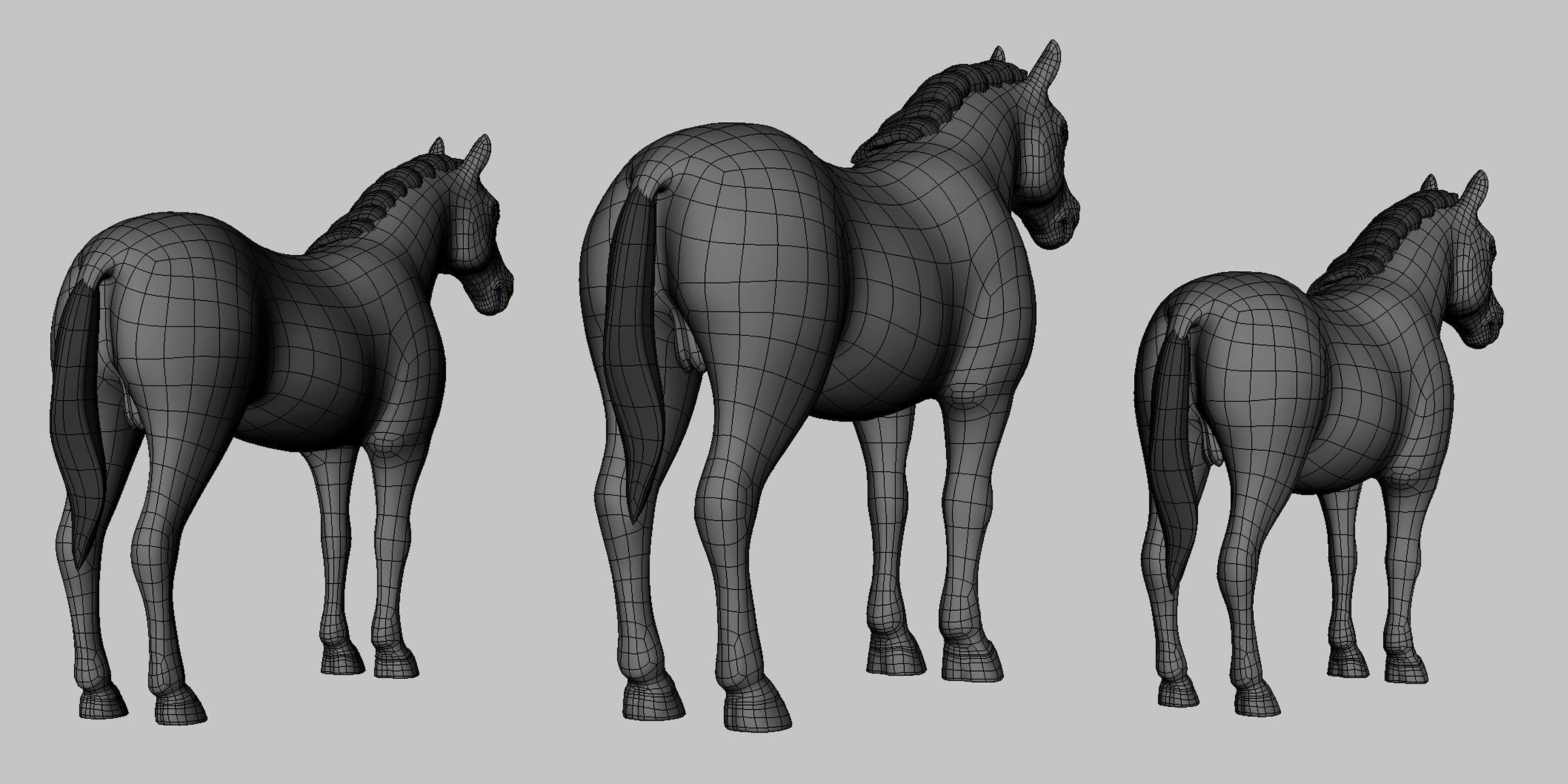 Horse Pack Low-poly 3D model_7