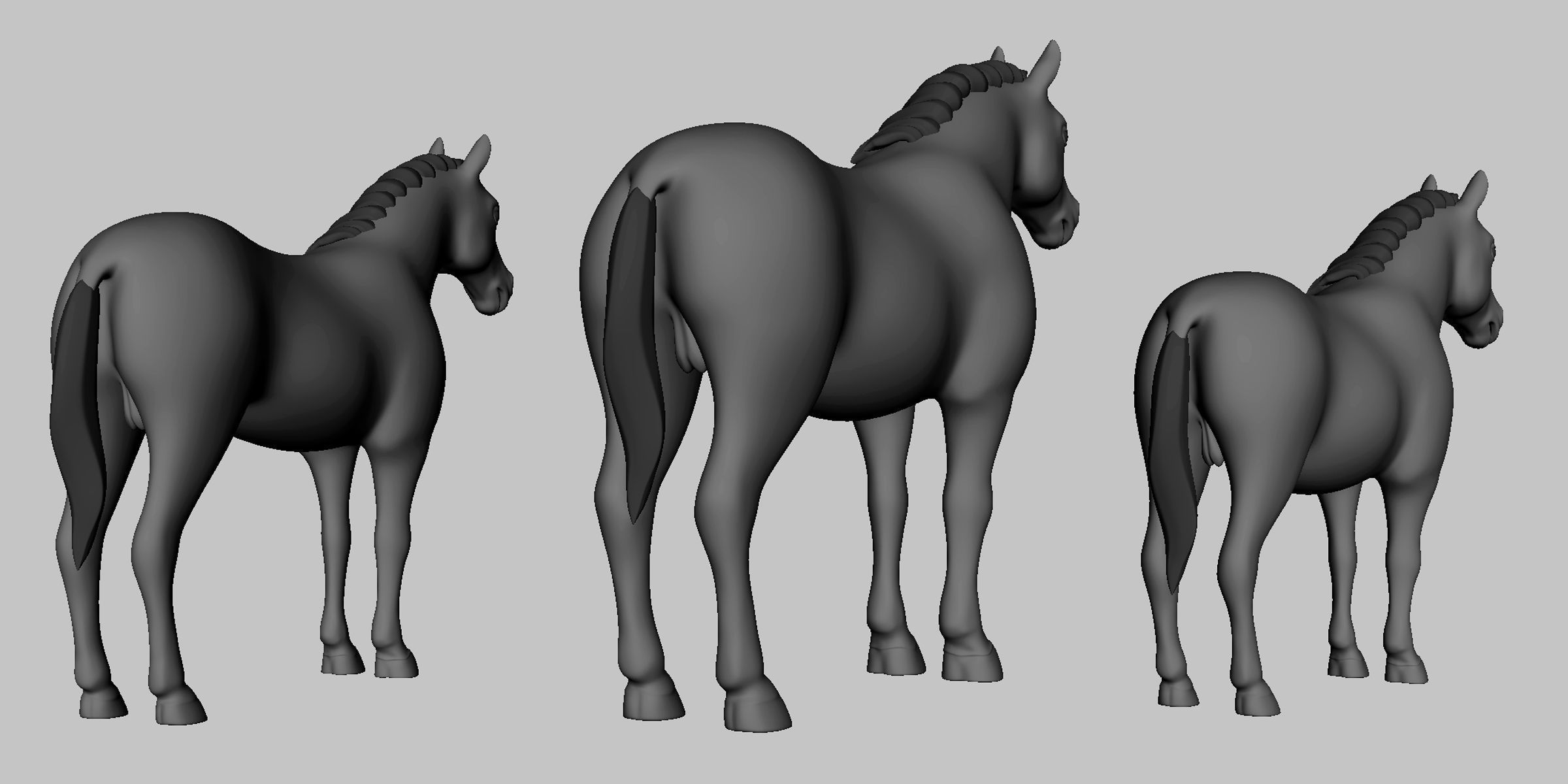 Horse Pack Low-poly 3D model_6