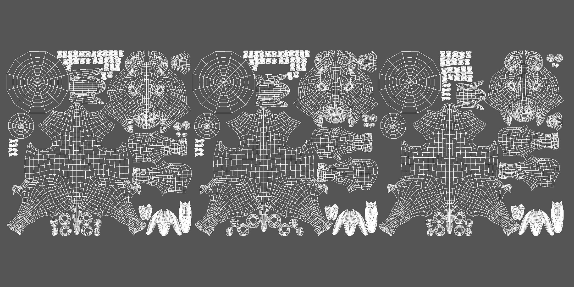 Horse Pack Low-poly 3D model_9