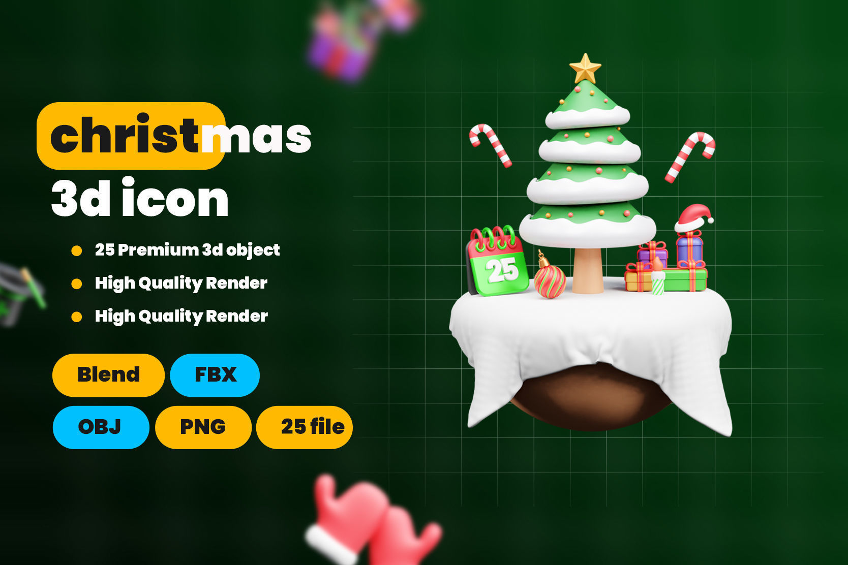 Christmas 3d Illustration Icon Pack 3D model_1
