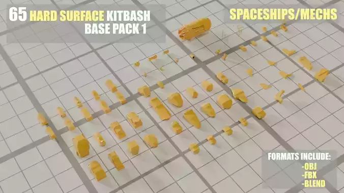 65 Sci Fi Hard Surface Kitbash Set 3D model