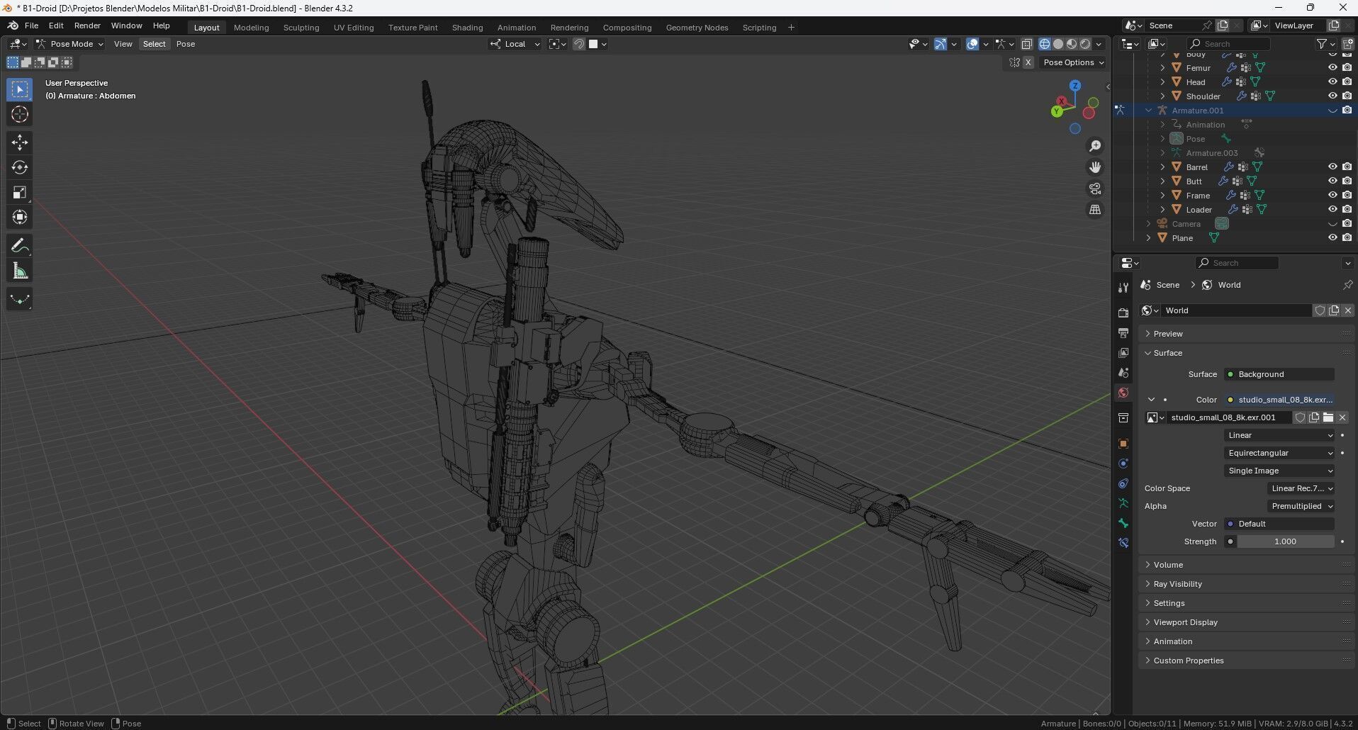 B1 Battle Droid Low-poly 3D model_6