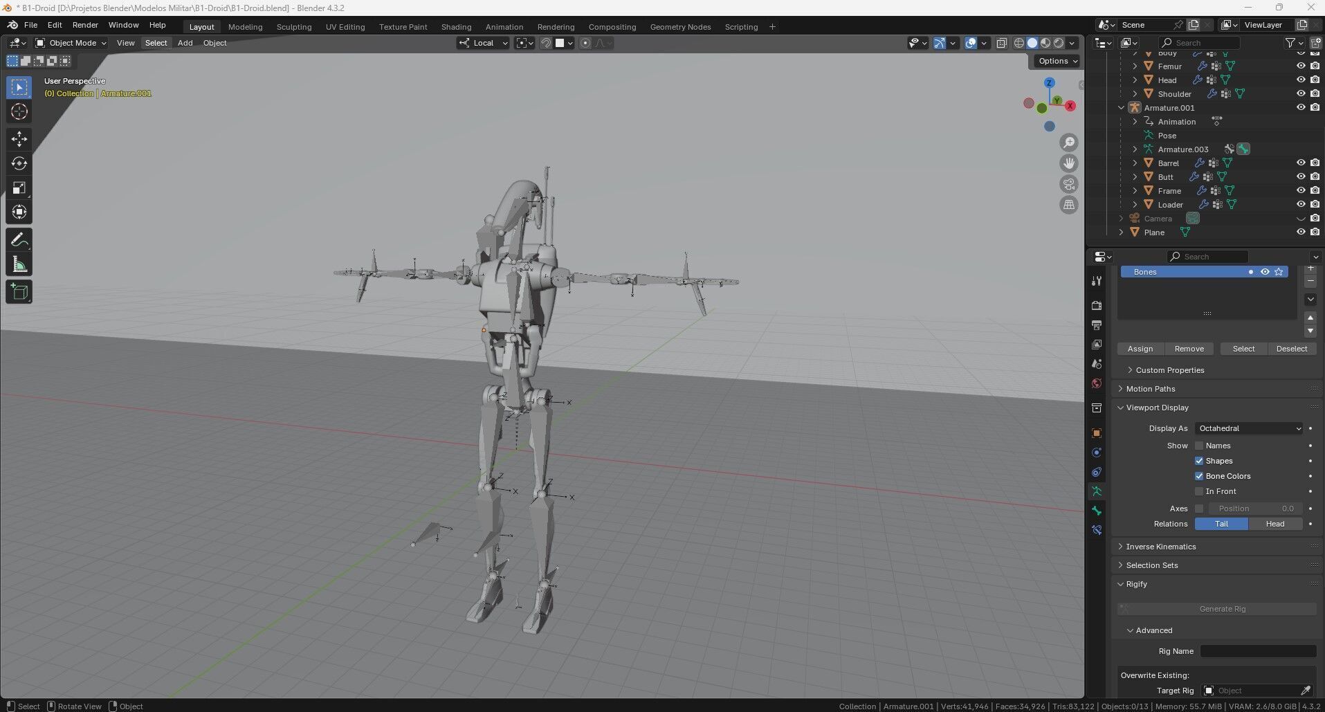 B1 Battle Droid Low-poly 3D model_9