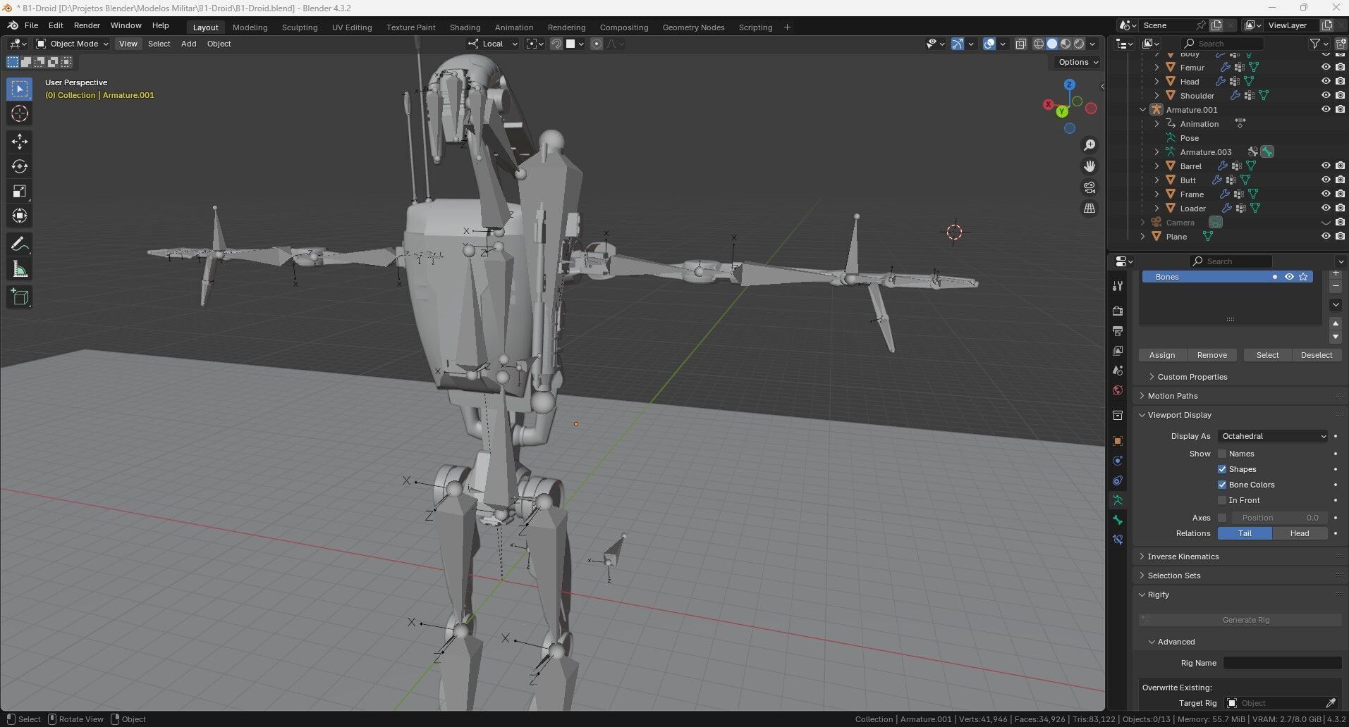 B1 Battle Droid Low-poly 3D model_8