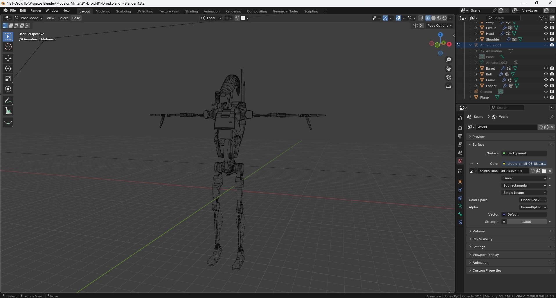 B1 Battle Droid Low-poly 3D model_7