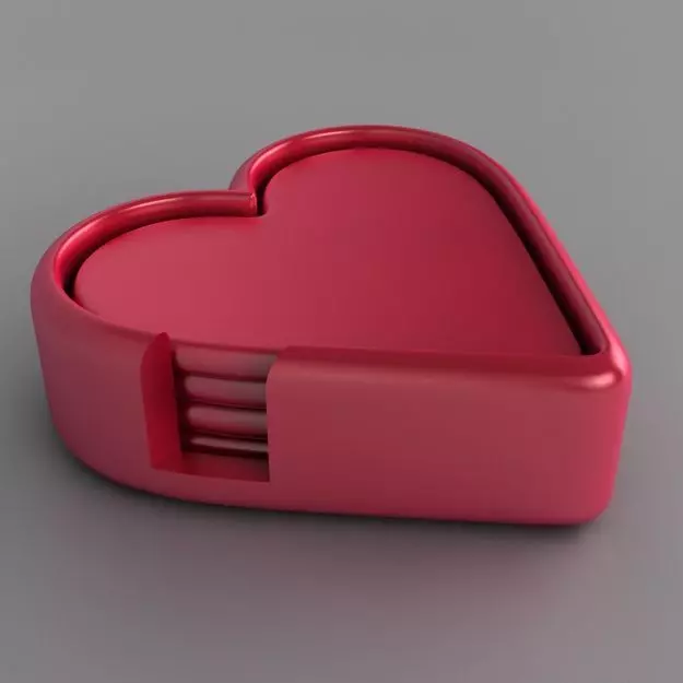 Heart Drinks Coaster Set Free 3D print model