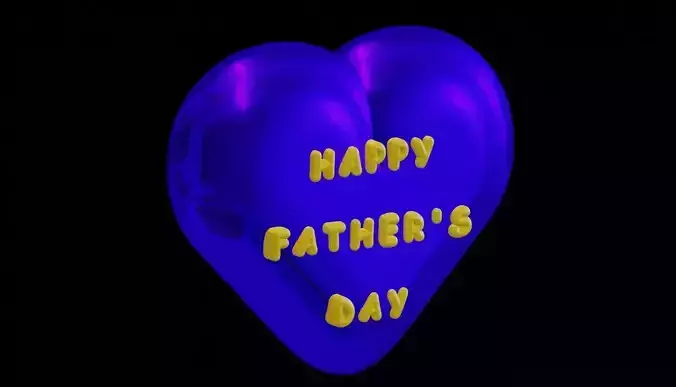 Happy Fathers Day 3D Blue Heart-Animation-Goggle-Mustache 3D model