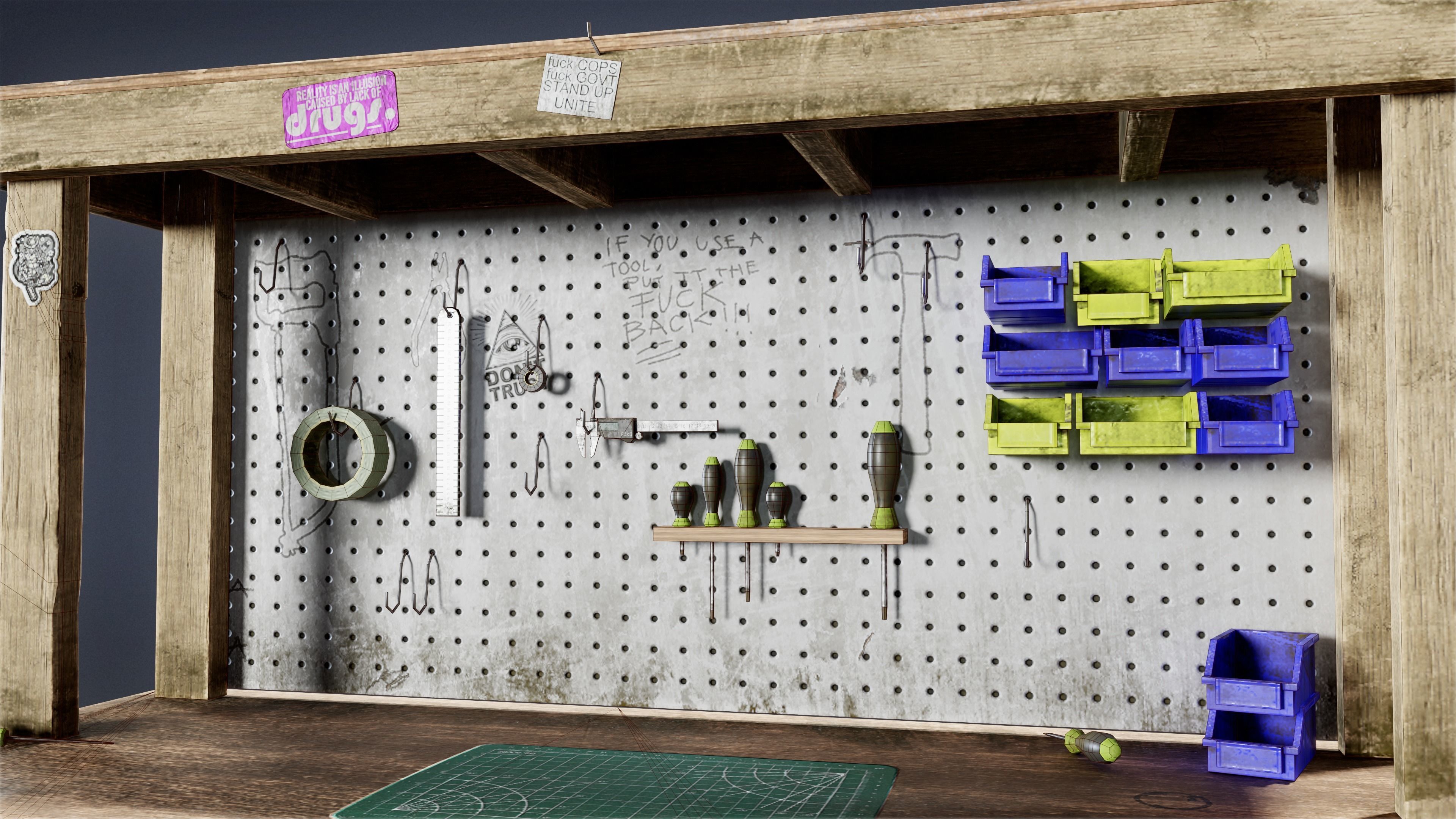 SAFE HOUSE - Work Bench 01 - LOW POLY Low-poly 3D model_6