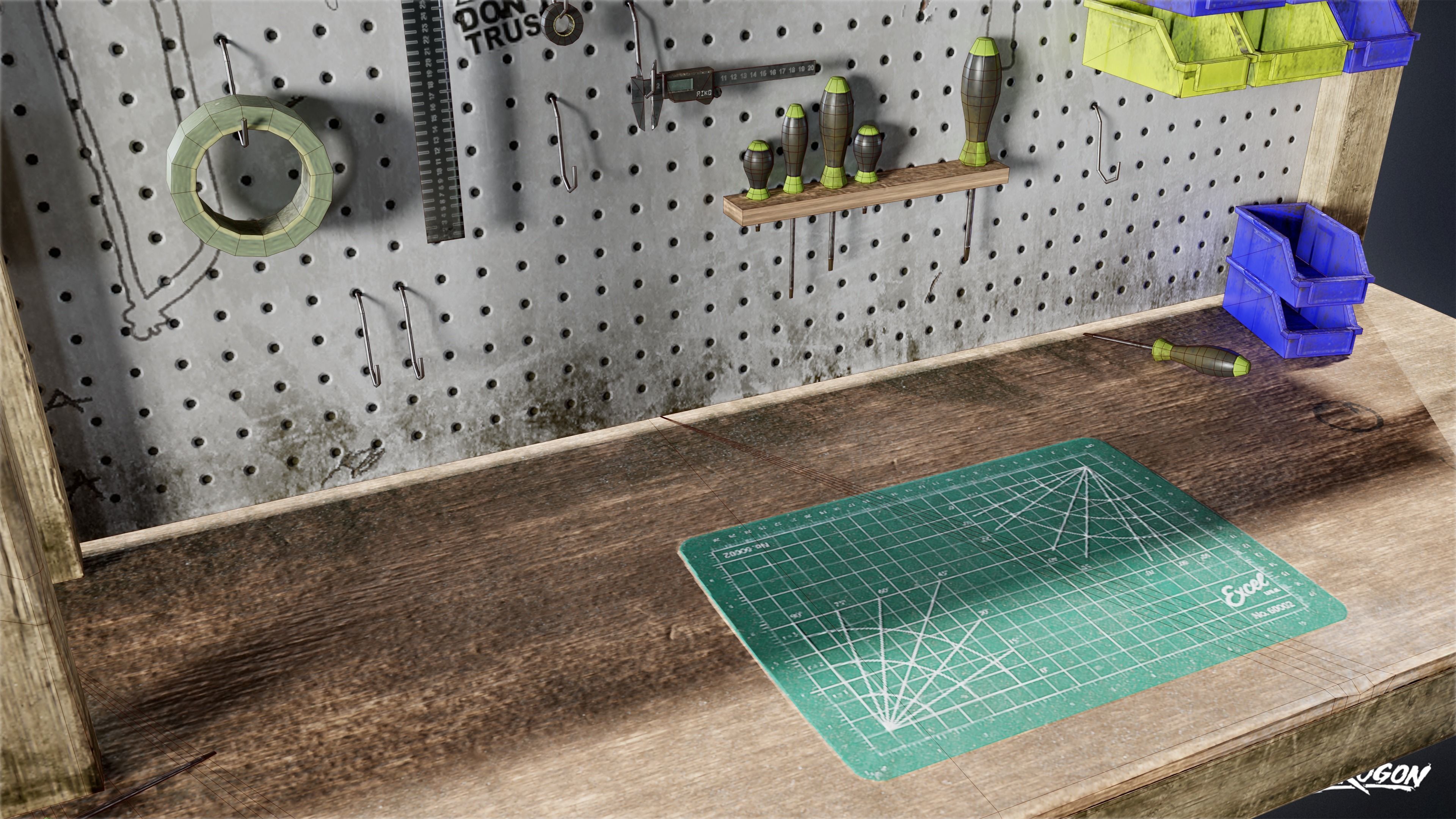 SAFE HOUSE - Work Bench 01 - LOW POLY Low-poly 3D model_7