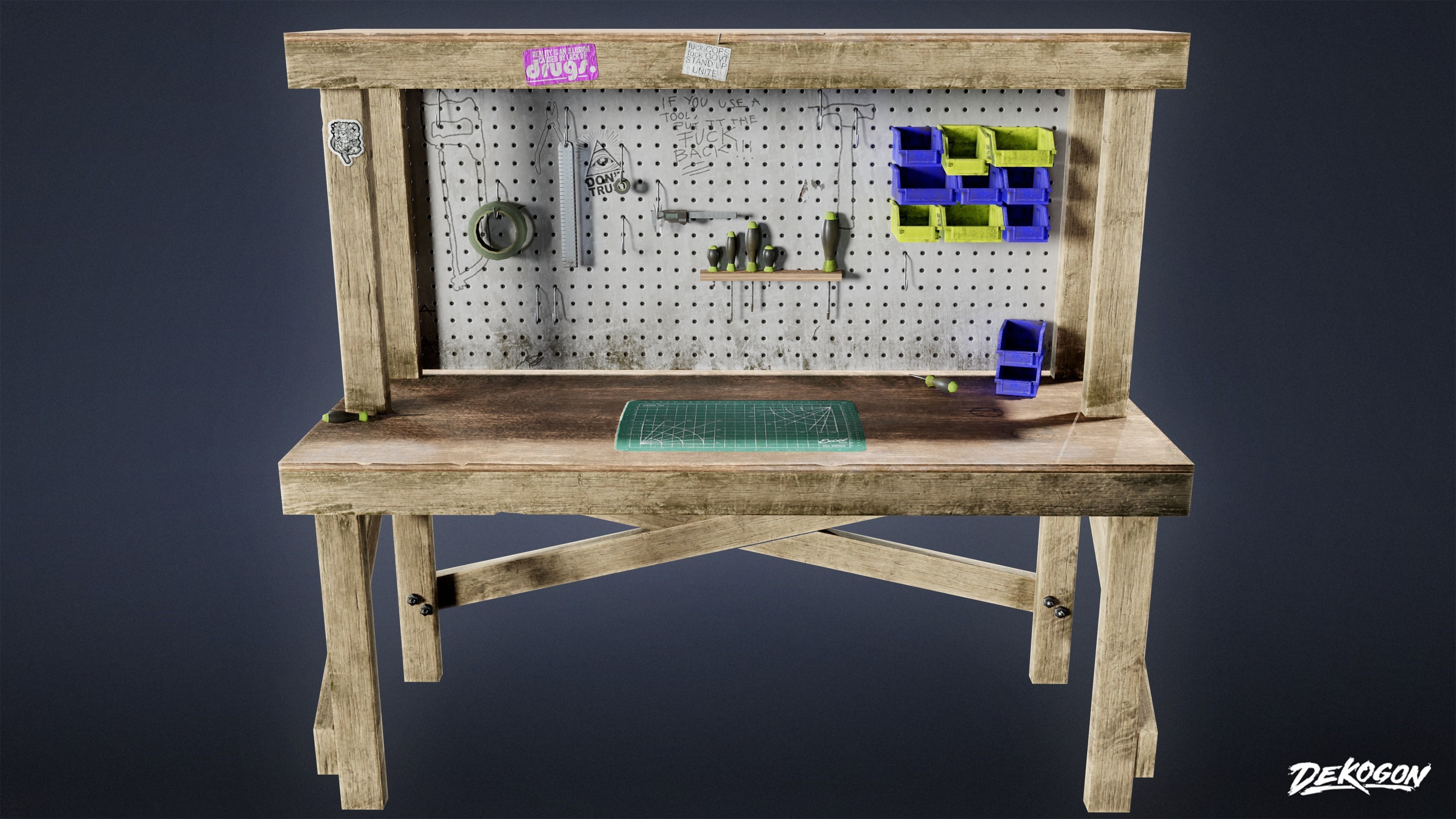 SAFE HOUSE - Work Bench 01 - LOW POLY Low-poly 3D model_1