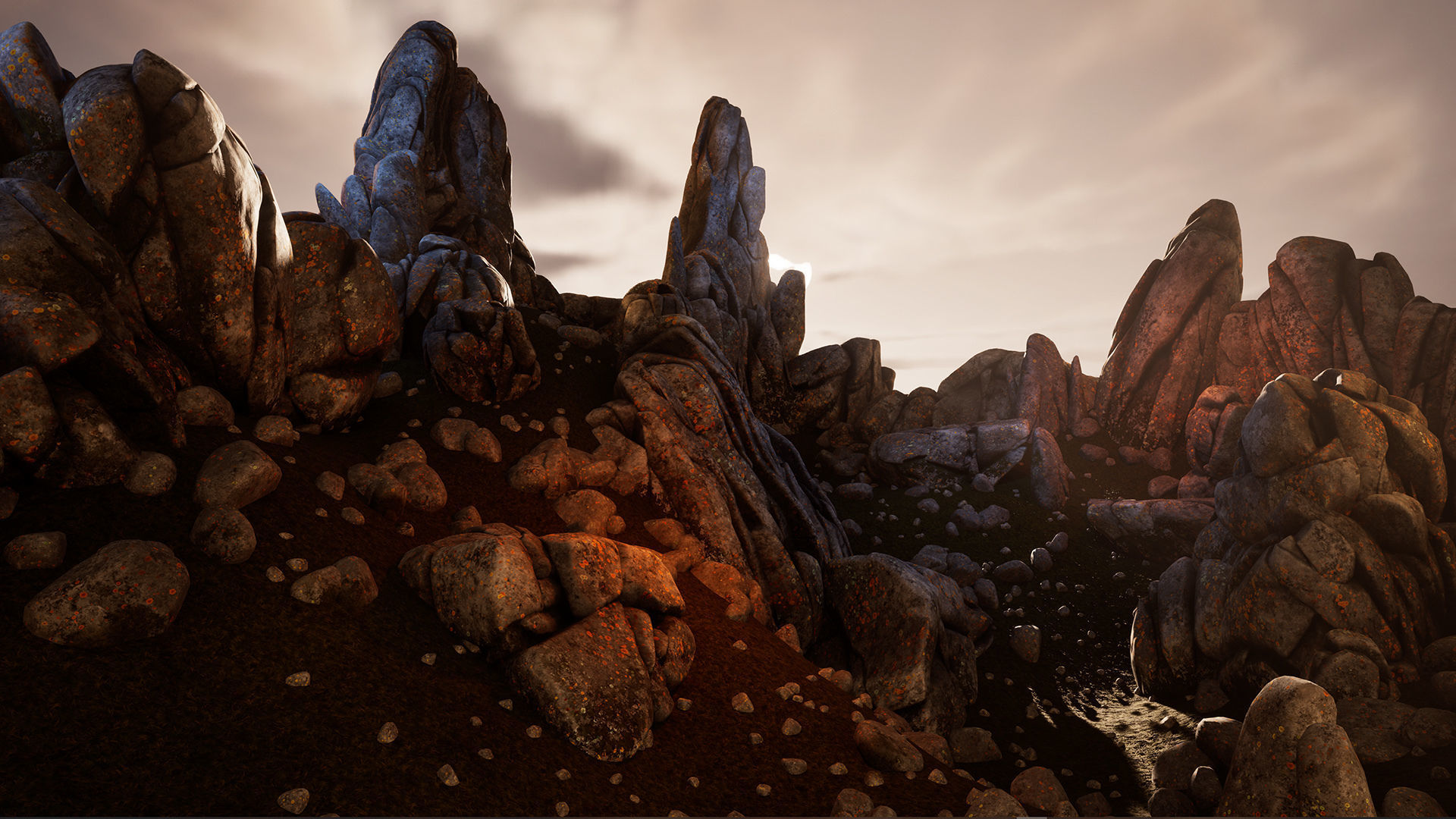 Boulder cliffs Low-poly 3D model_6