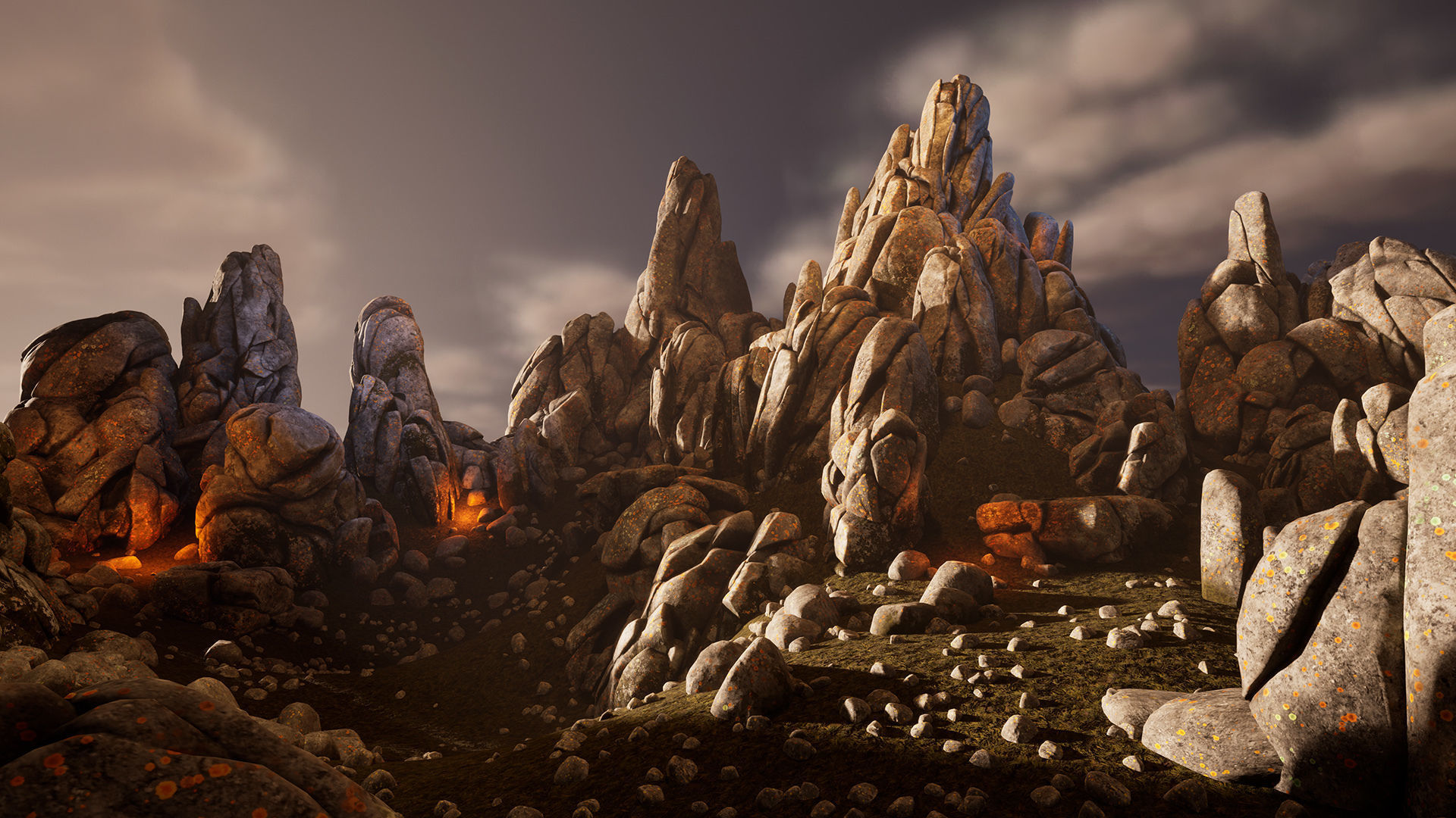 Boulder cliffs Low-poly 3D model_1