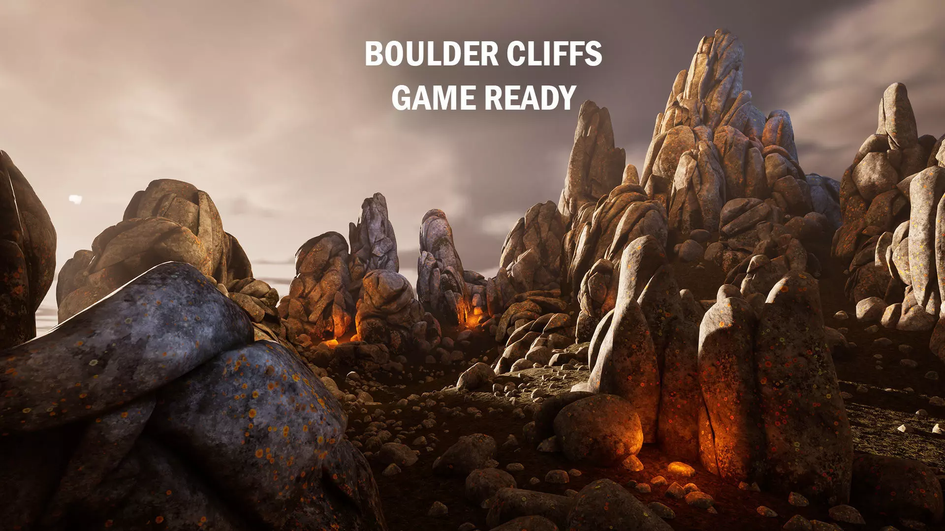 Boulder cliffs Low-poly 3D model_0