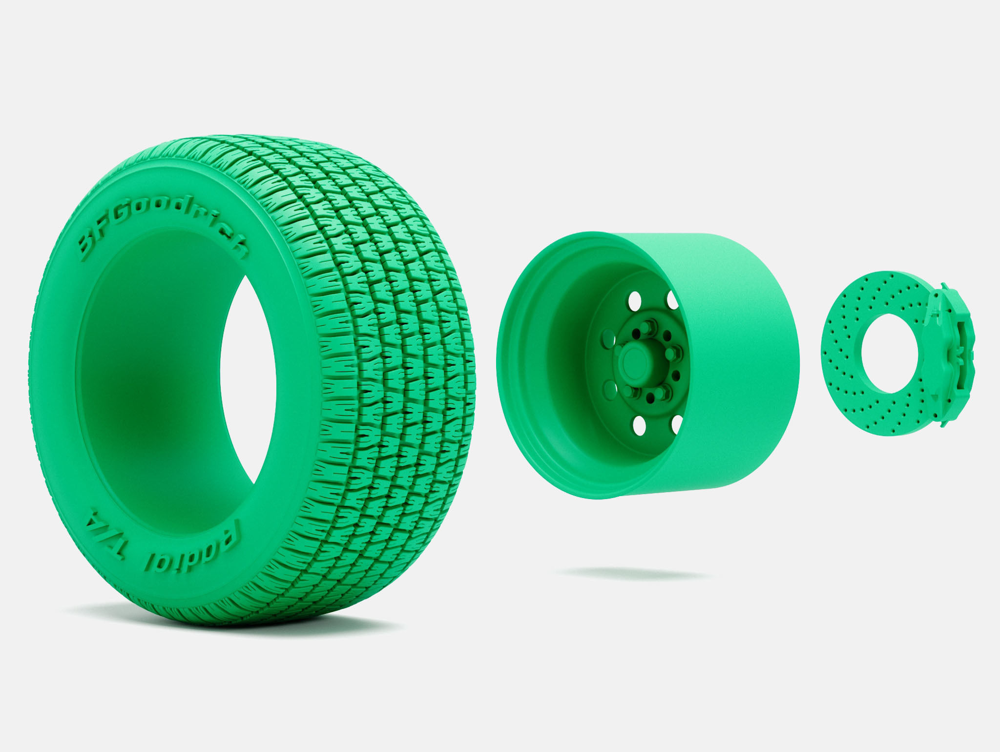 15x10 Weld Draglite Wheel BFGoodrich Radial Tire 3D print model_3