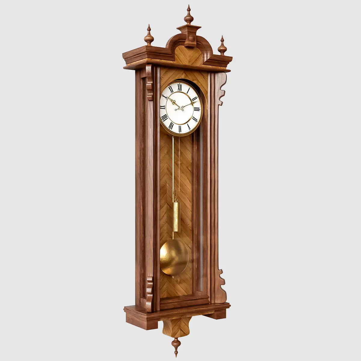 Antique Grandfather Clock 3D model_0