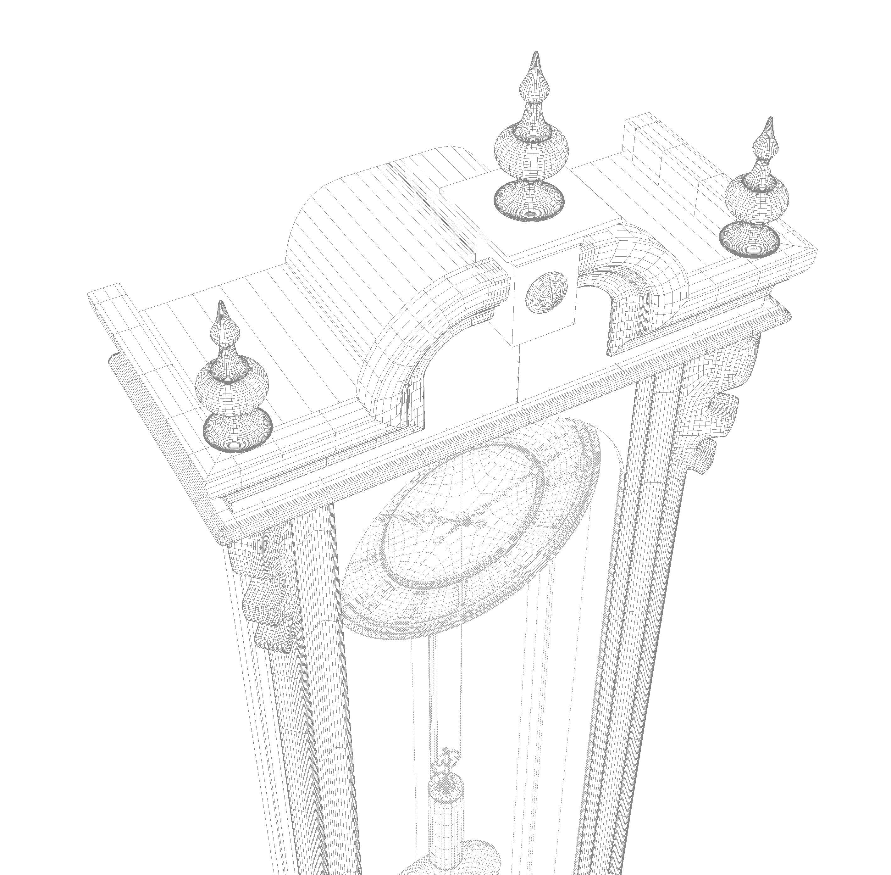 Antique Grandfather Clock 3D model_17