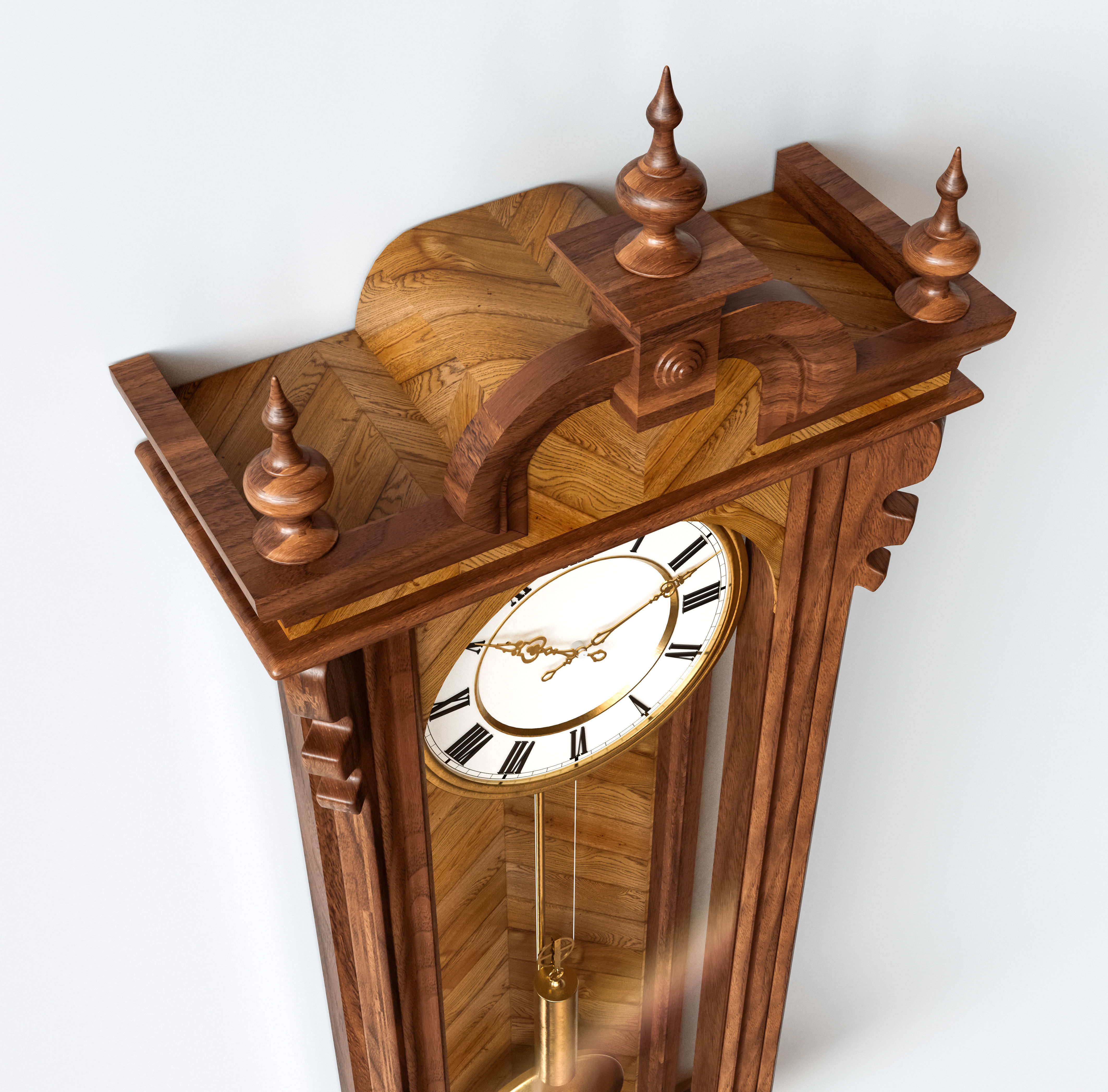 Antique Grandfather Clock 3D model_12
