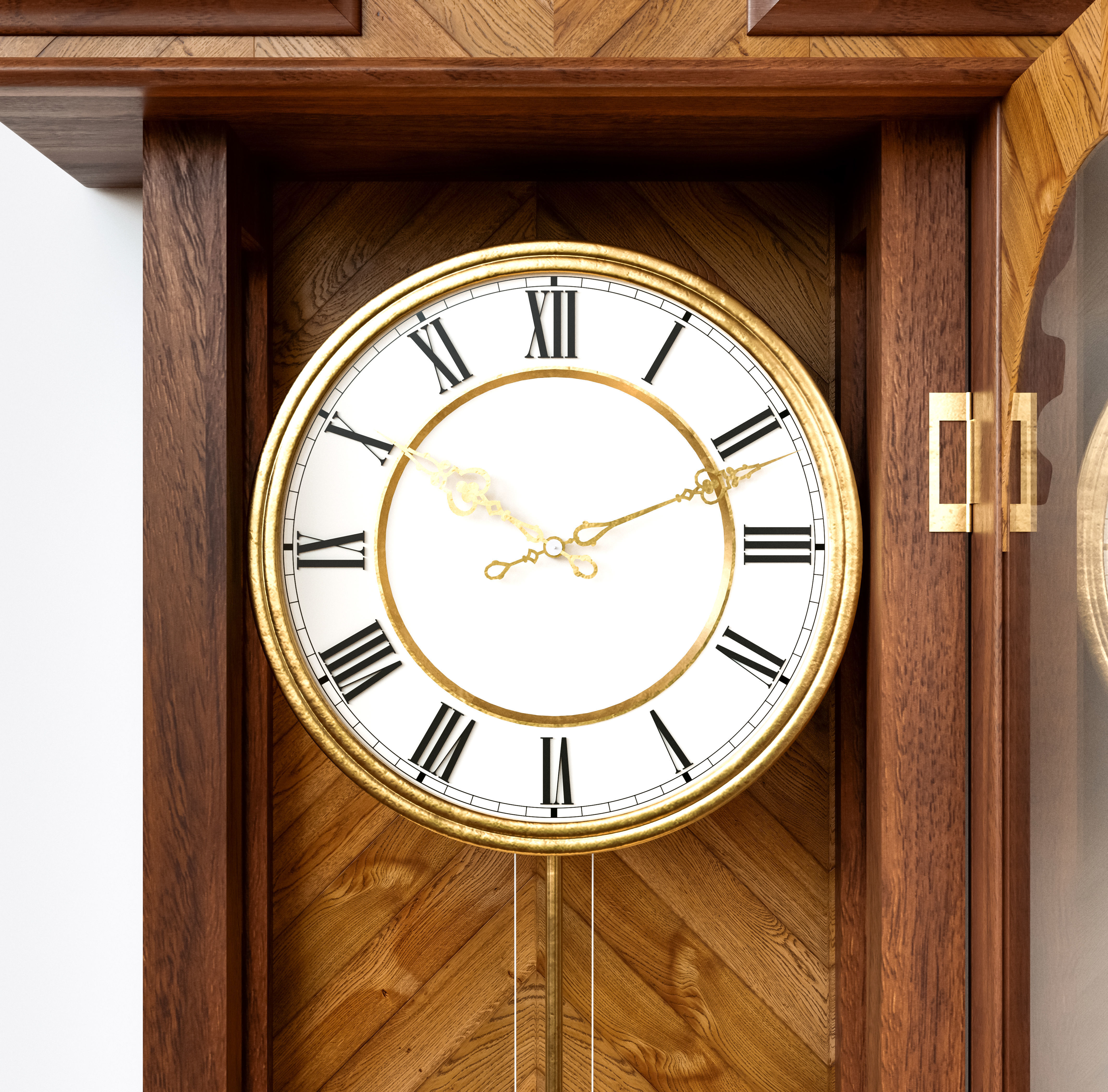 Antique Grandfather Clock 3D model_2