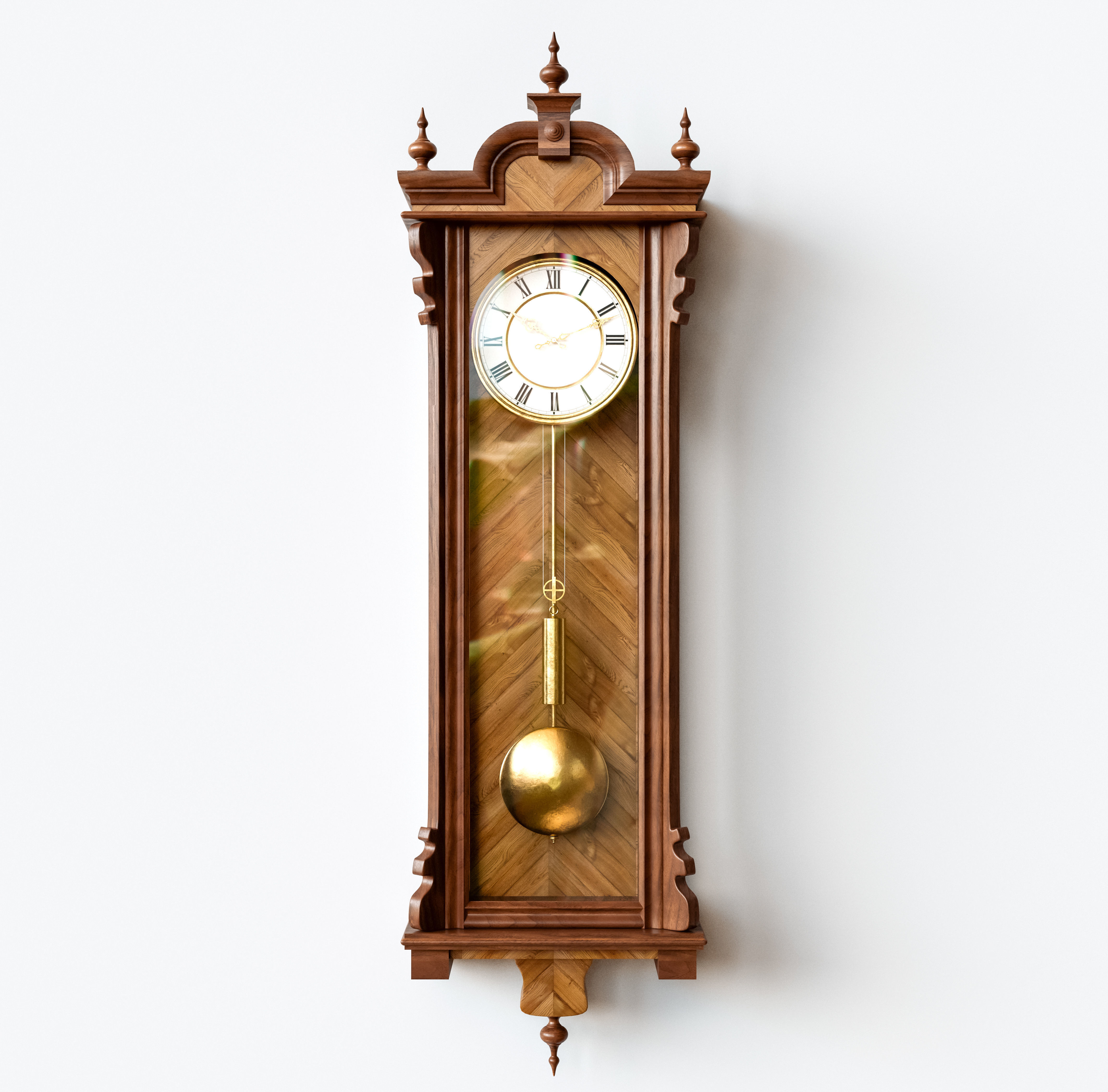 Antique Grandfather Clock 3D model_4