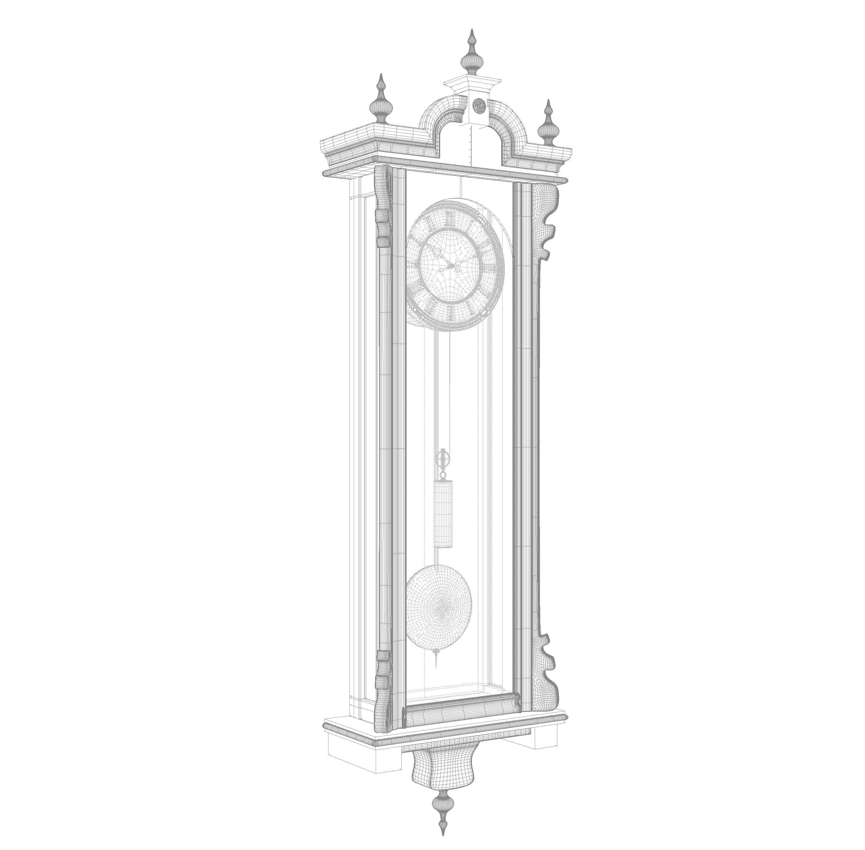 Antique Grandfather Clock 3D model_15