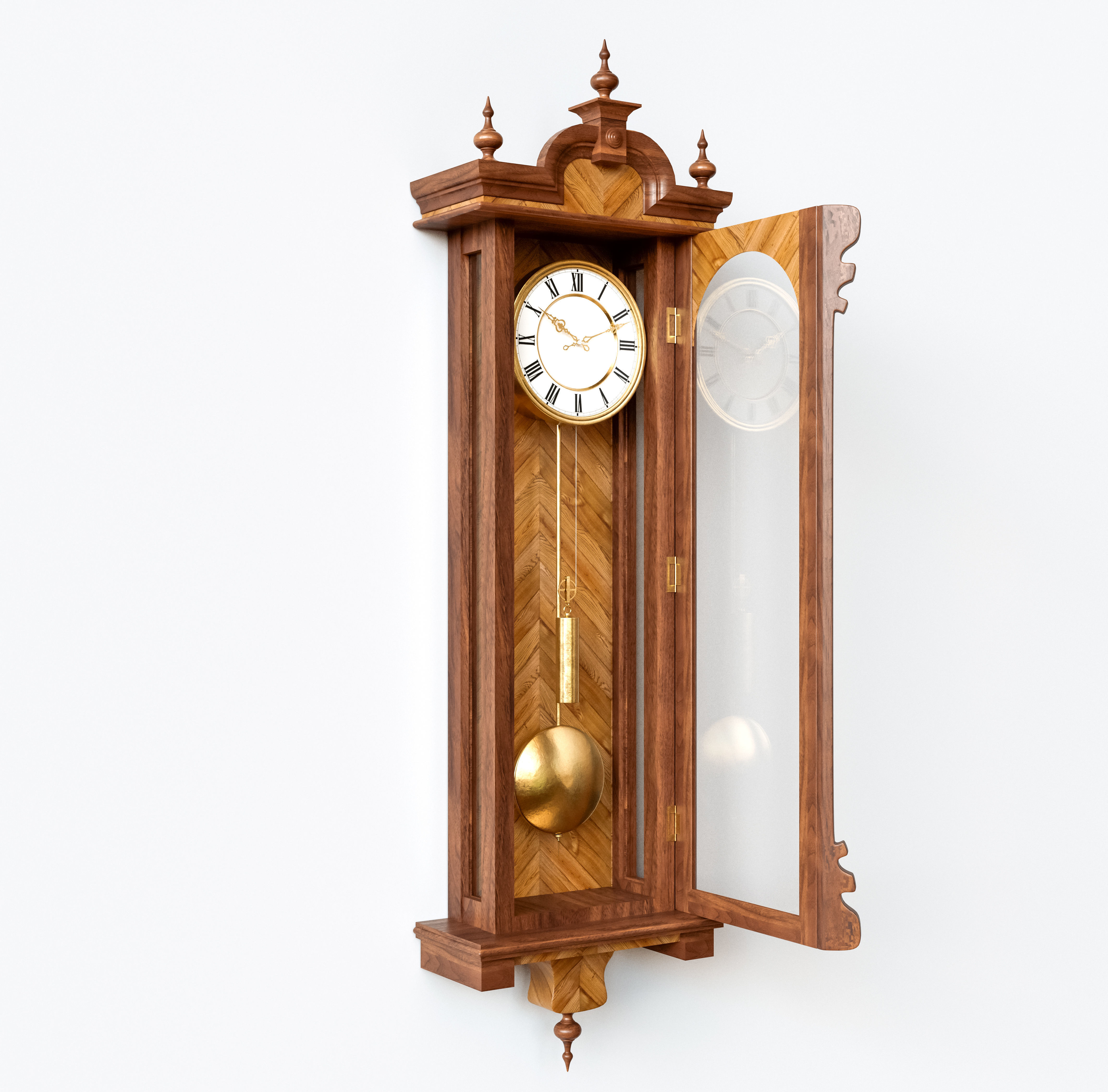 Antique Grandfather Clock 3D model_5