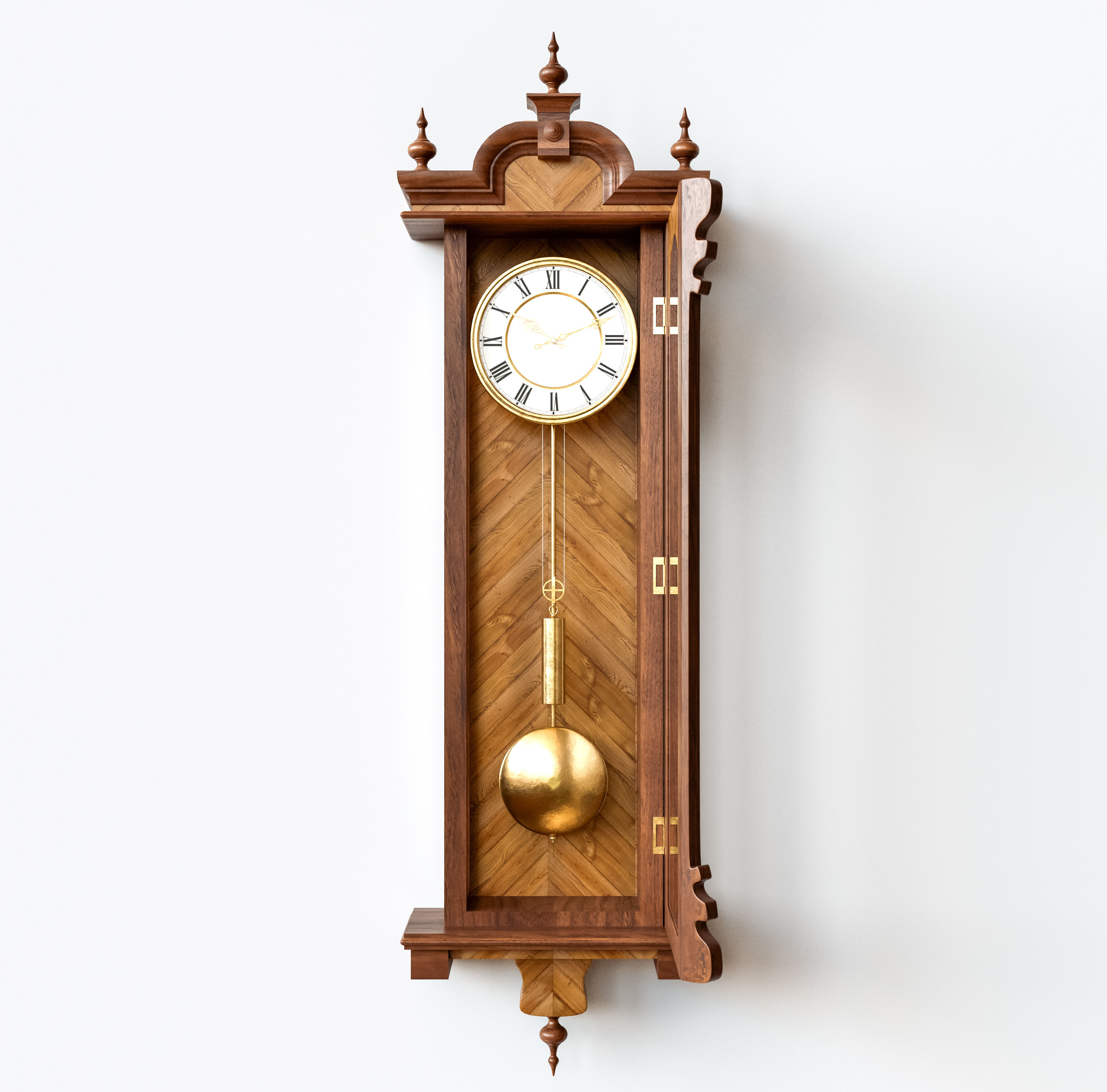 Antique Grandfather Clock 3D model_1